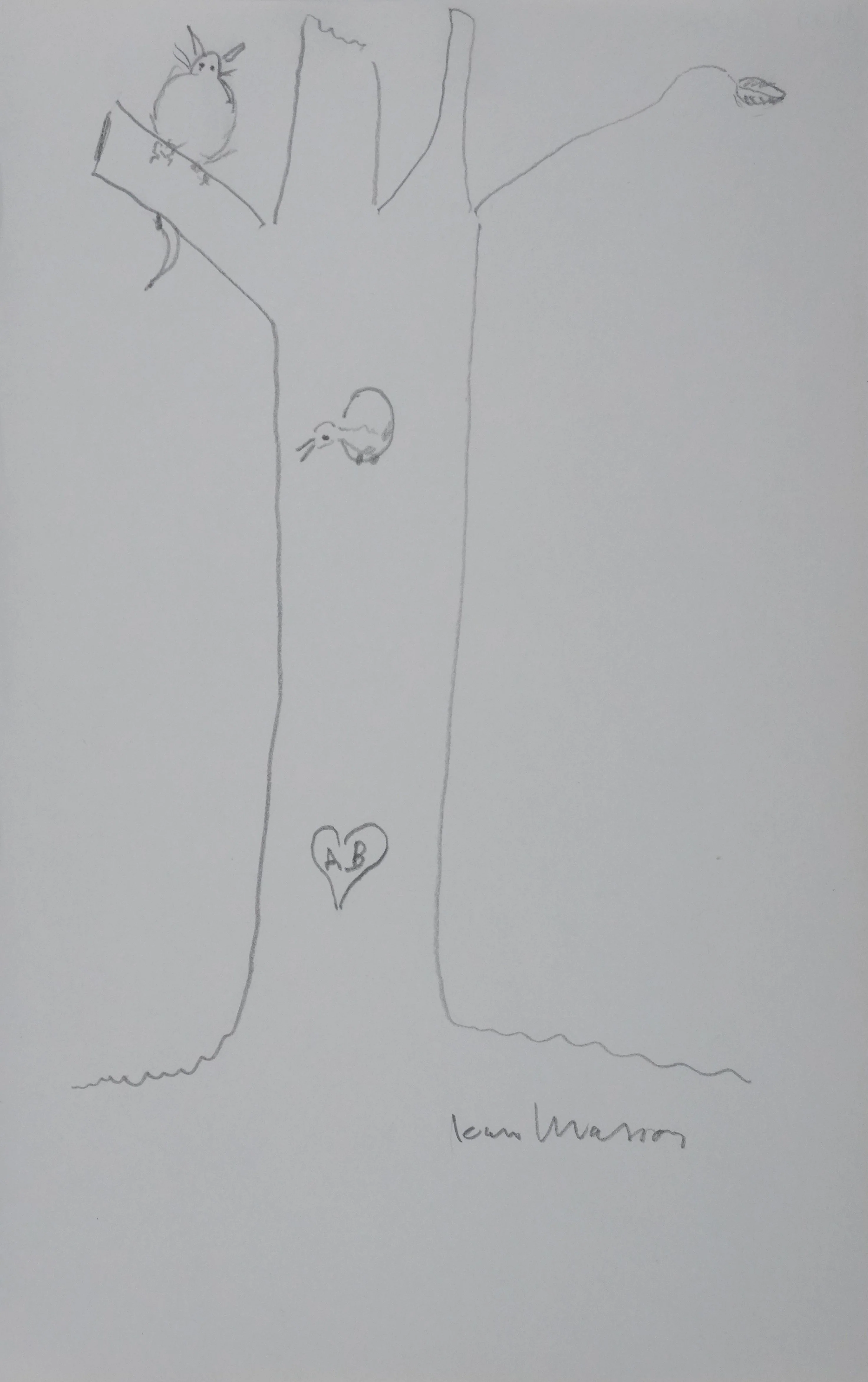 Jean MASSON : Arbre des animaux amoureux, Autographe et dessin original signé