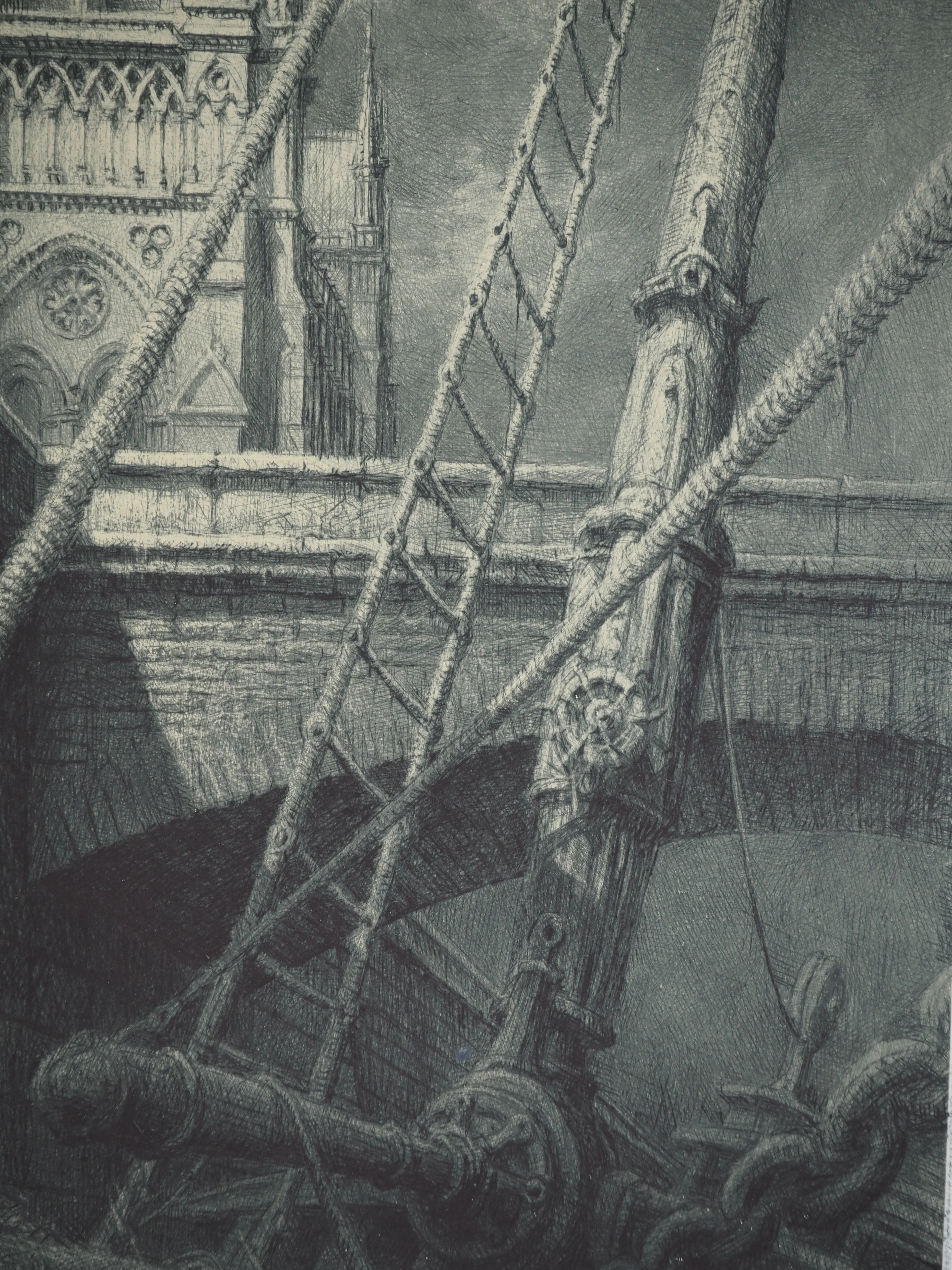 Jean Michel MATHIEUX-MARIE : Le Petit Pont, Notre-Dame de Paris, Gravure originale signée - Image 5
