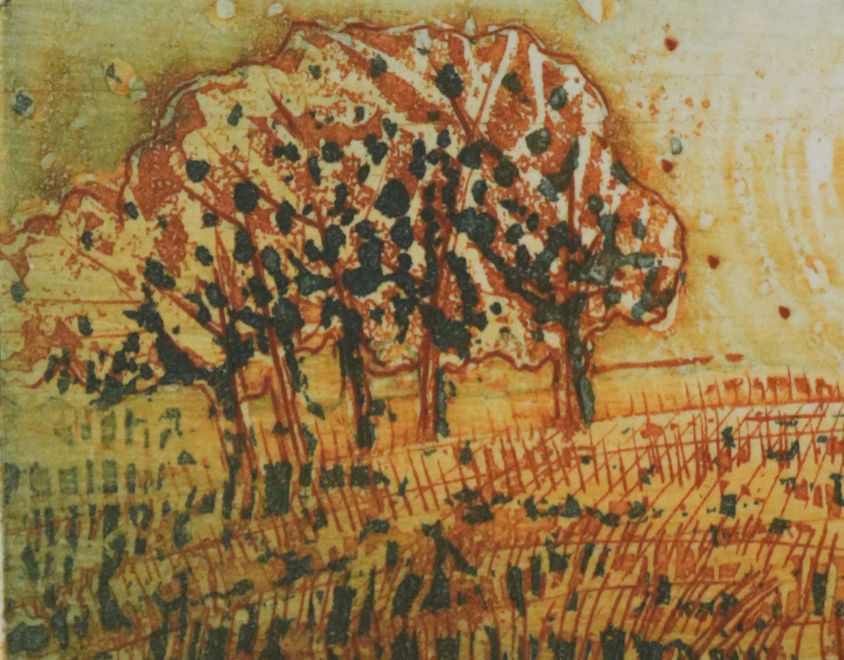 Jean PLICHART : Le champs de blé au coucher de soleil, Gravure originale signée - Image 5