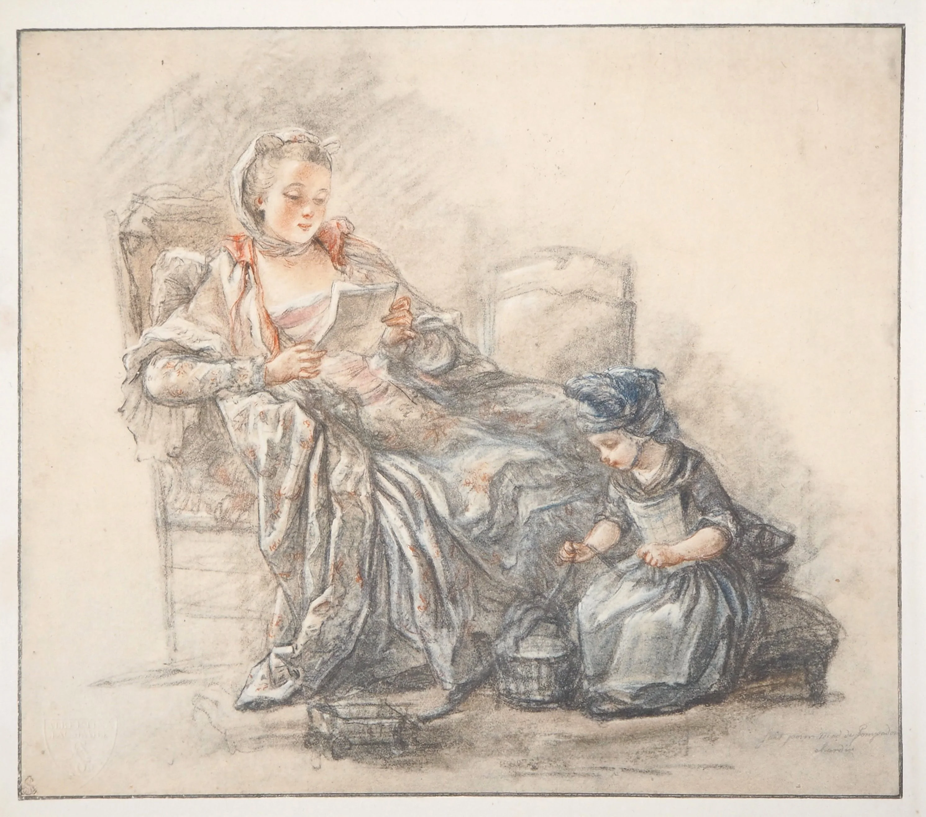 Jean Siméon CHARDIN : La lectrice et l'enfant, Lithographie signée