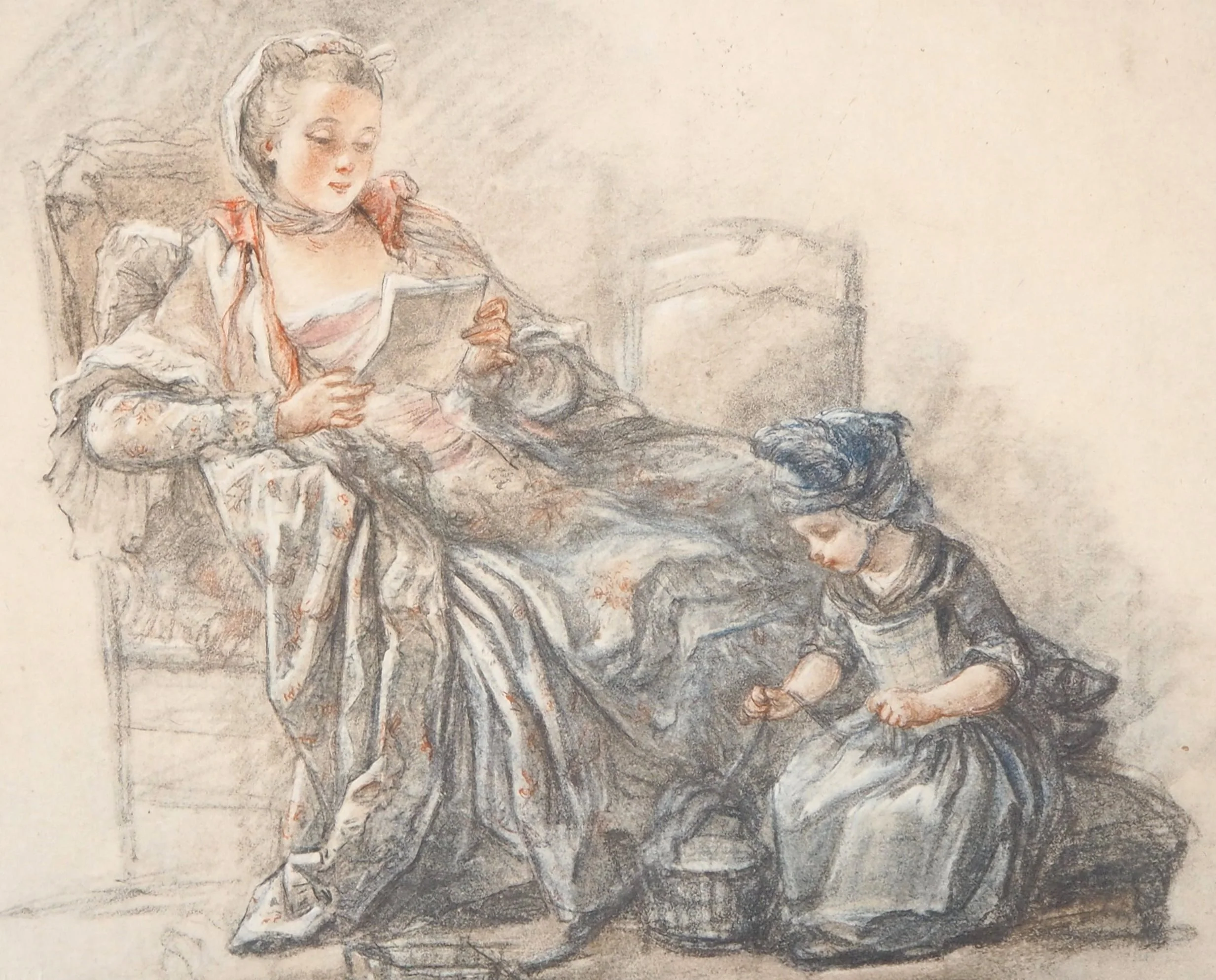 Jean Siméon CHARDIN : La lectrice et l'enfant, Lithographie signée - Image 5