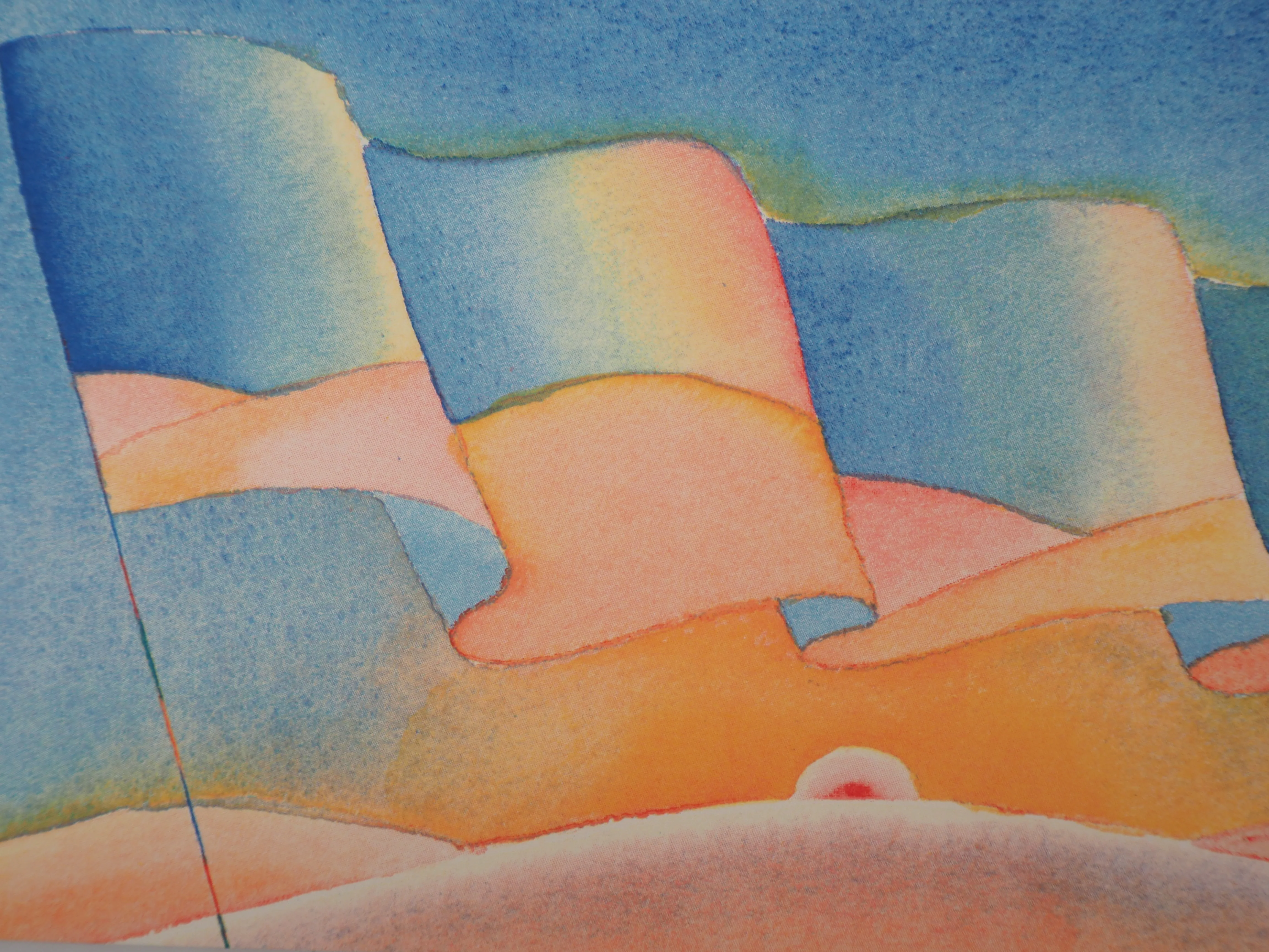 Jean-Michel FOLON : Etendard au coucher de soleil, Sérigraphie signée - Image 2