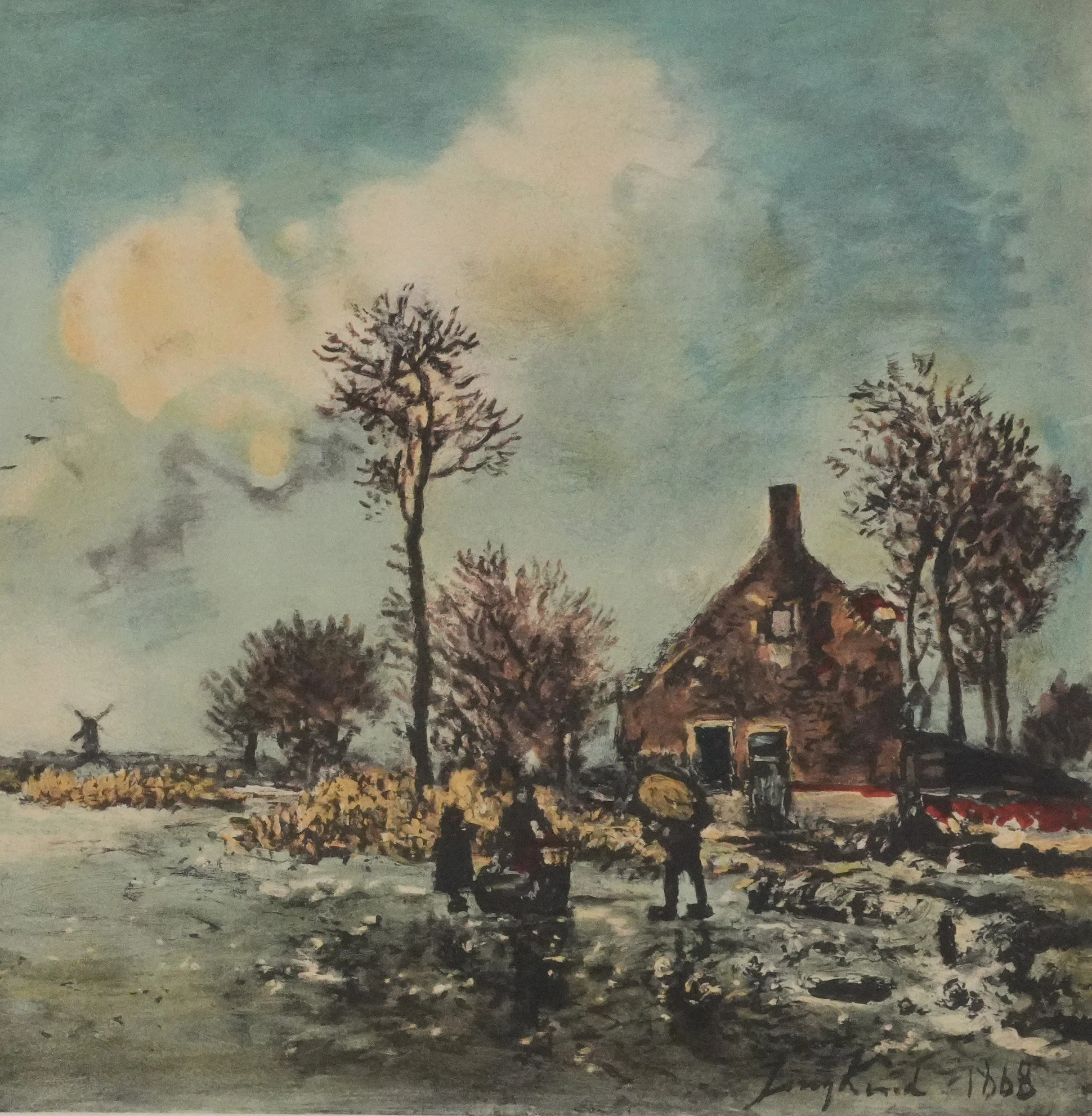 Johan-Barthold JONGKIND : Patineurs à Rotterdam, Lithographie signée - Image 5