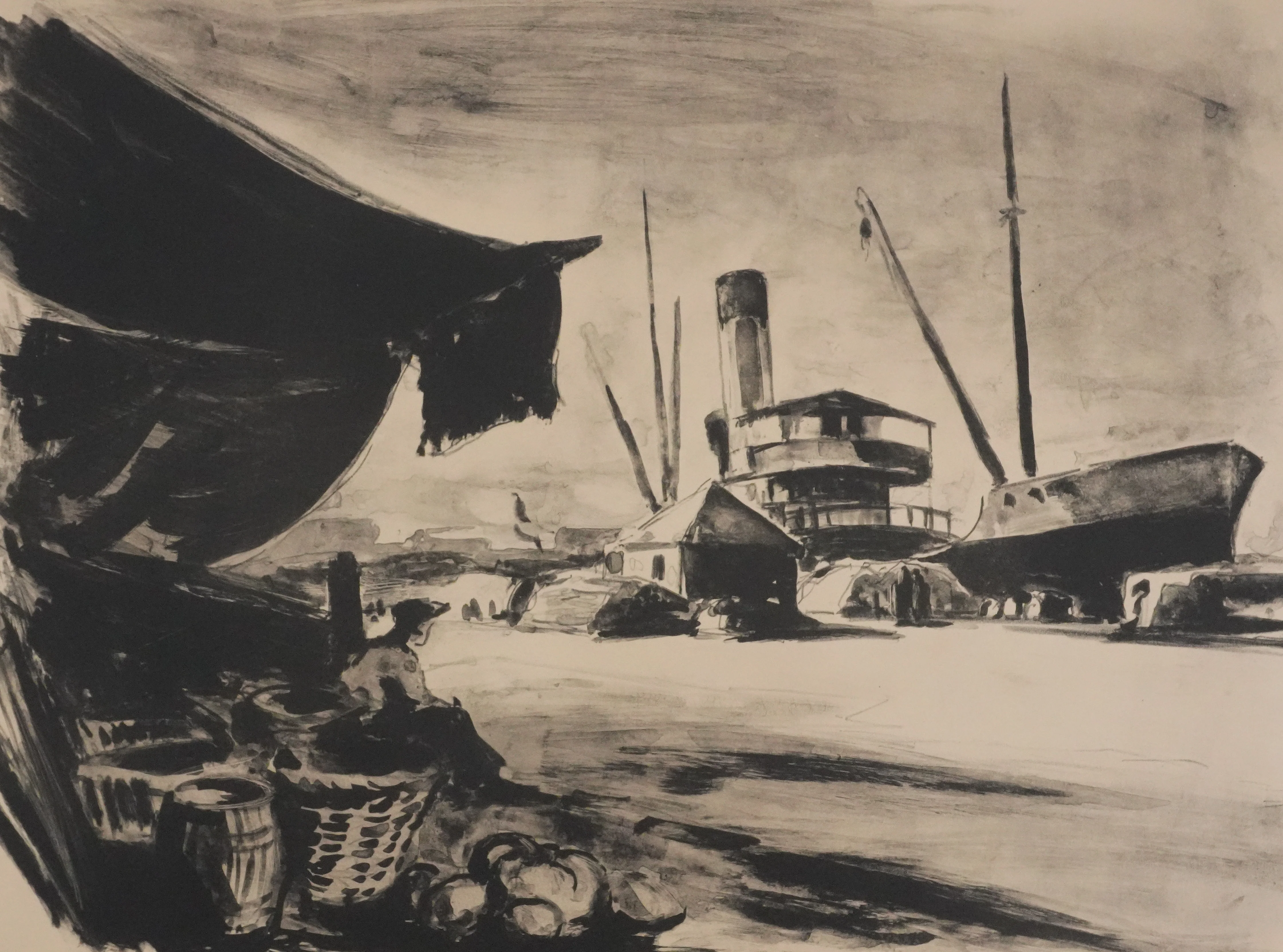 Josué GABORIAUD : Les docks, Lithographie originale signée - Image 2