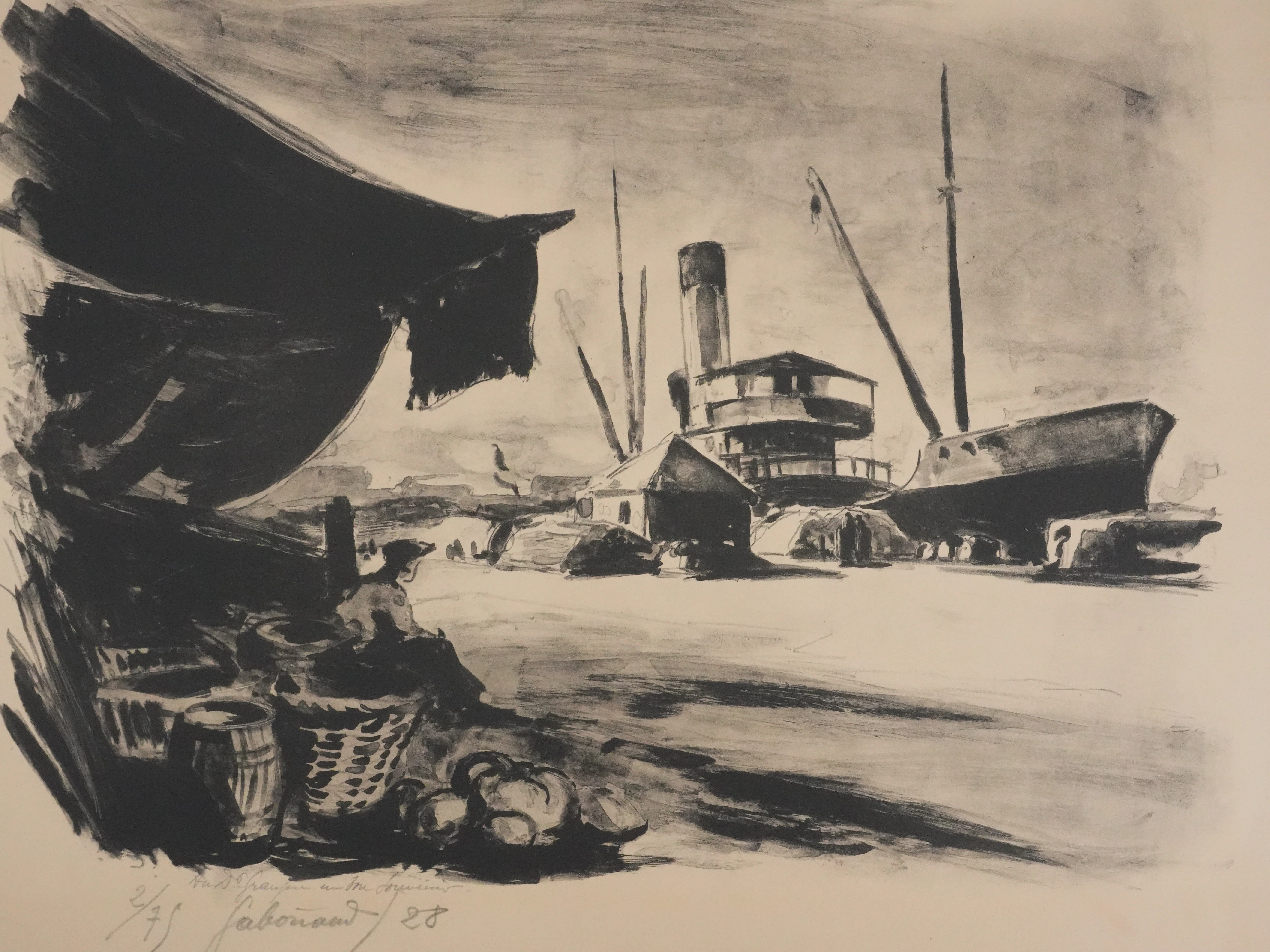 Josué GABORIAUD : Les docks, Lithographie originale signée - Image 6