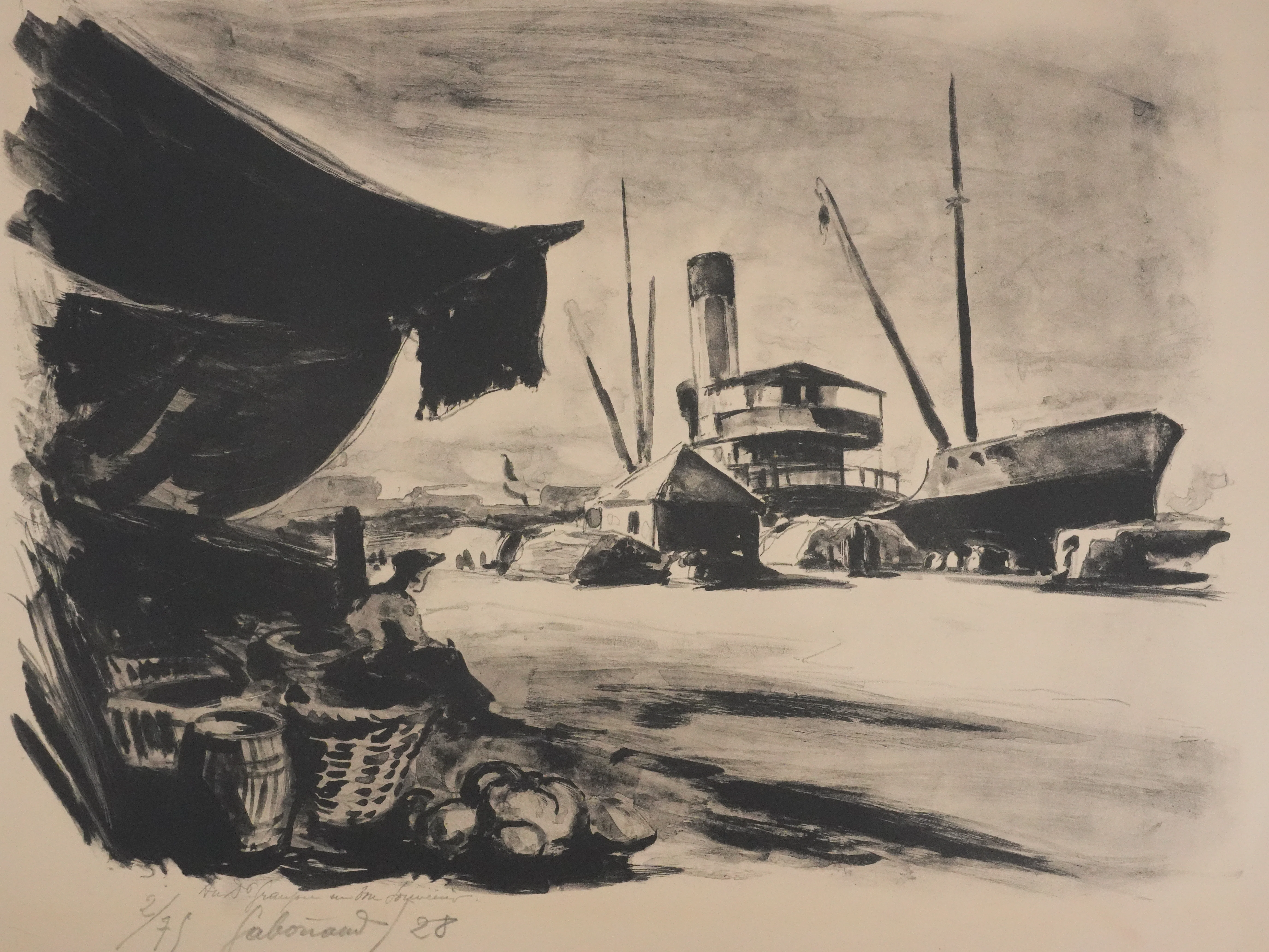 Josué GABORIAUD : Les docks, Lithographie originale signée - Image 7