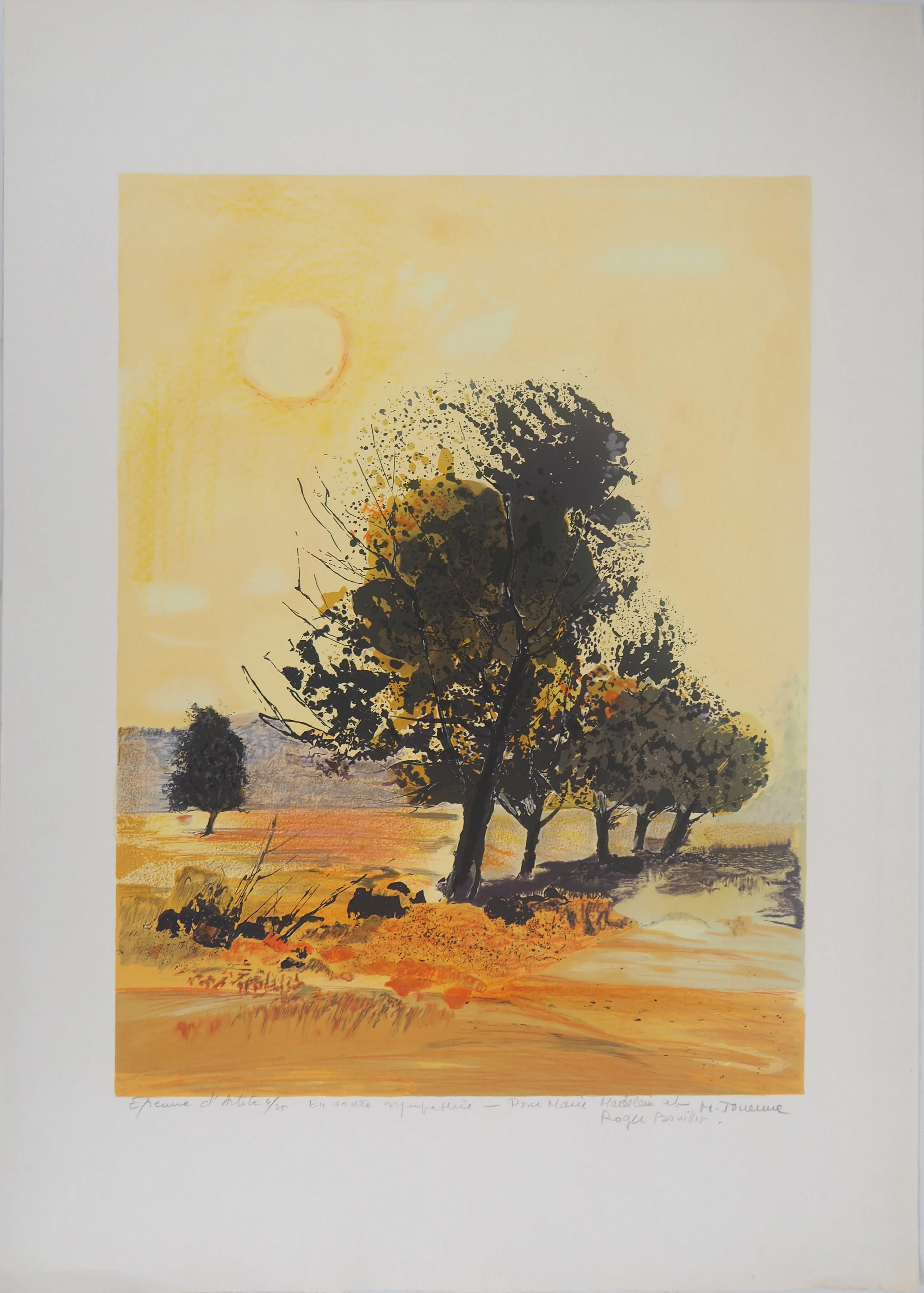 Michel JOUENNE : Champs de Provence, Lithographie originale signée