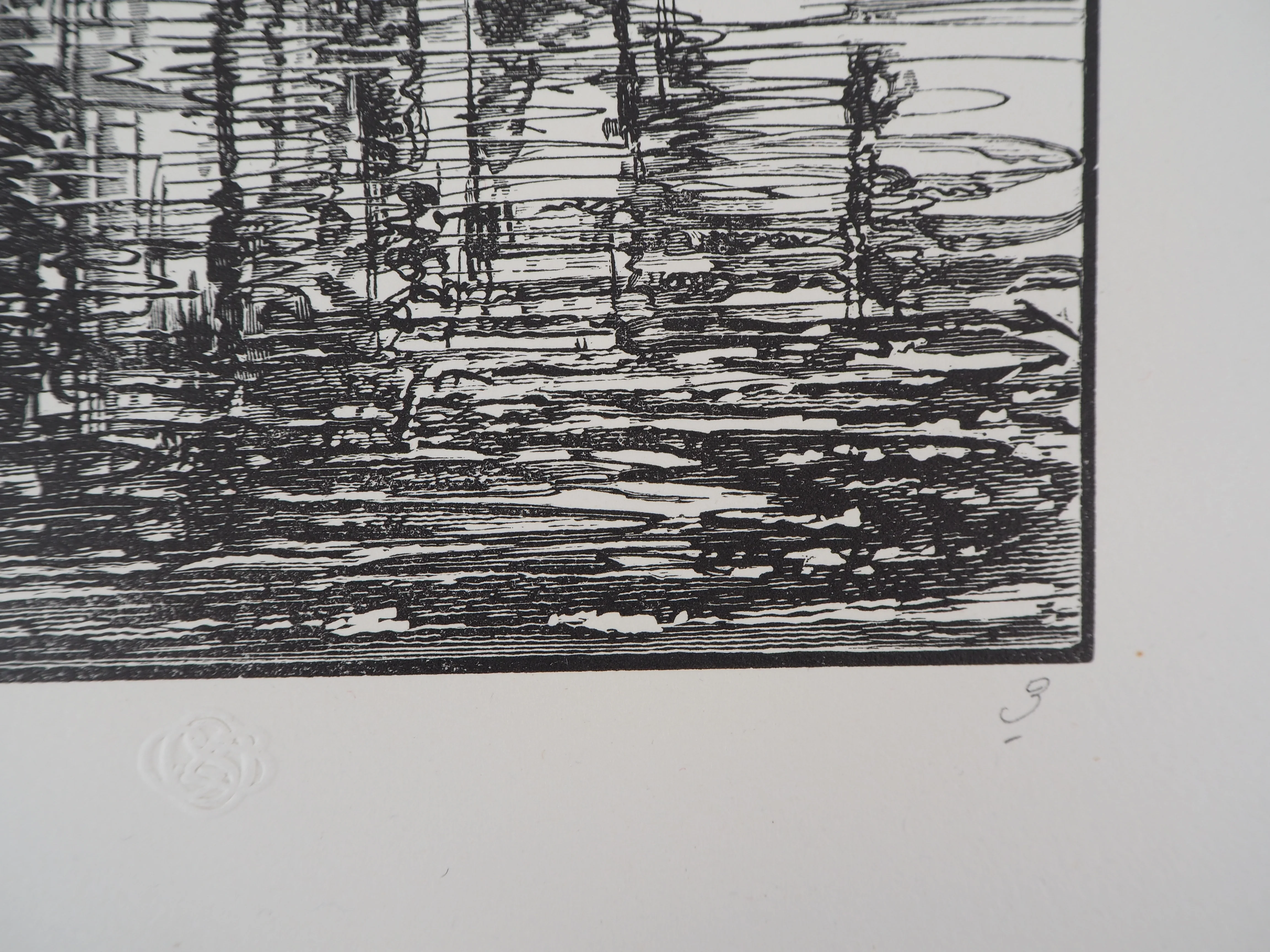 Jules PERRICHON : Le château de Montesquieu, Gravure sur bois originale signée - Image 4