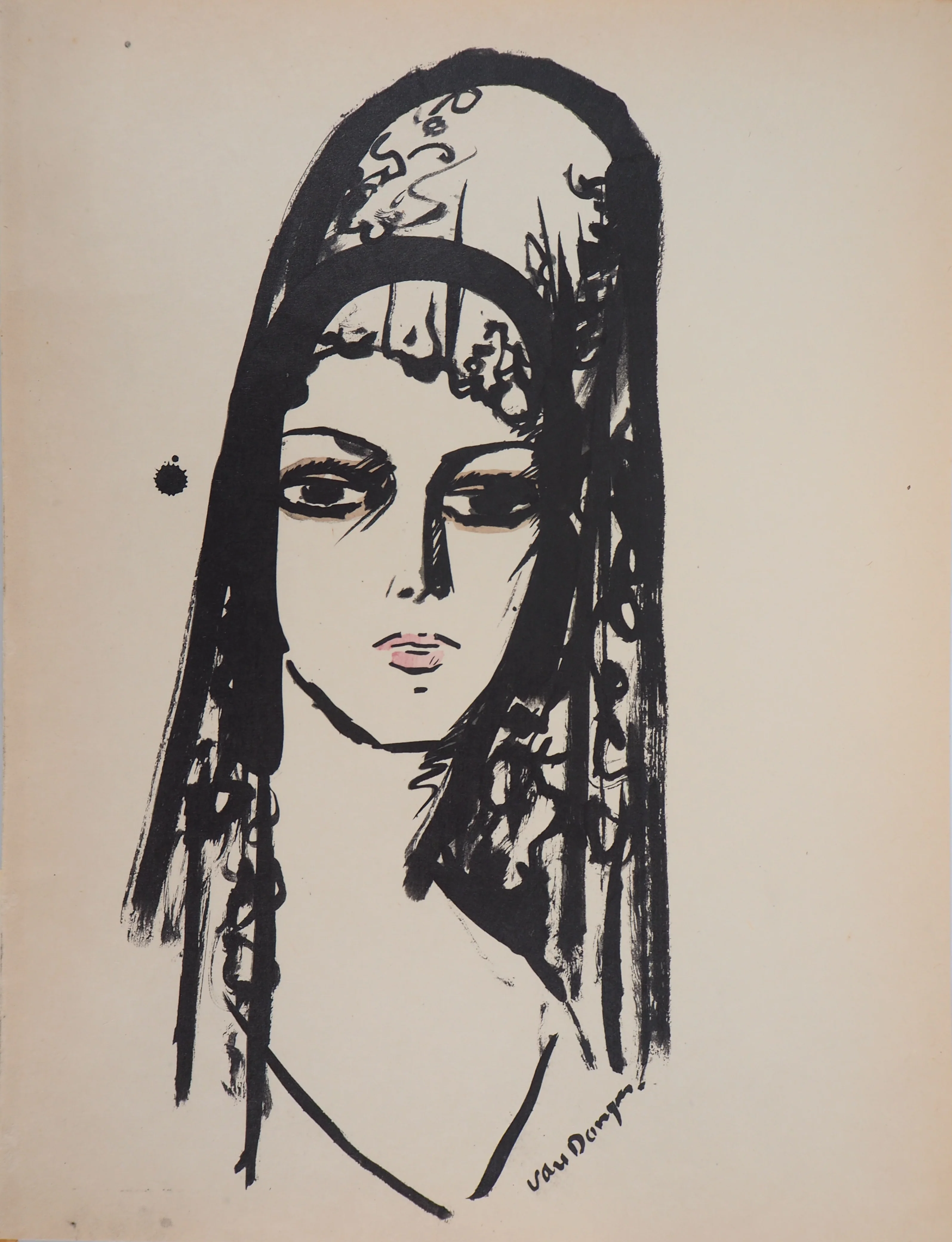 Kees VAN DONGEN : Jeune femme à la mantille, l'Espagnole, Lithographie signée