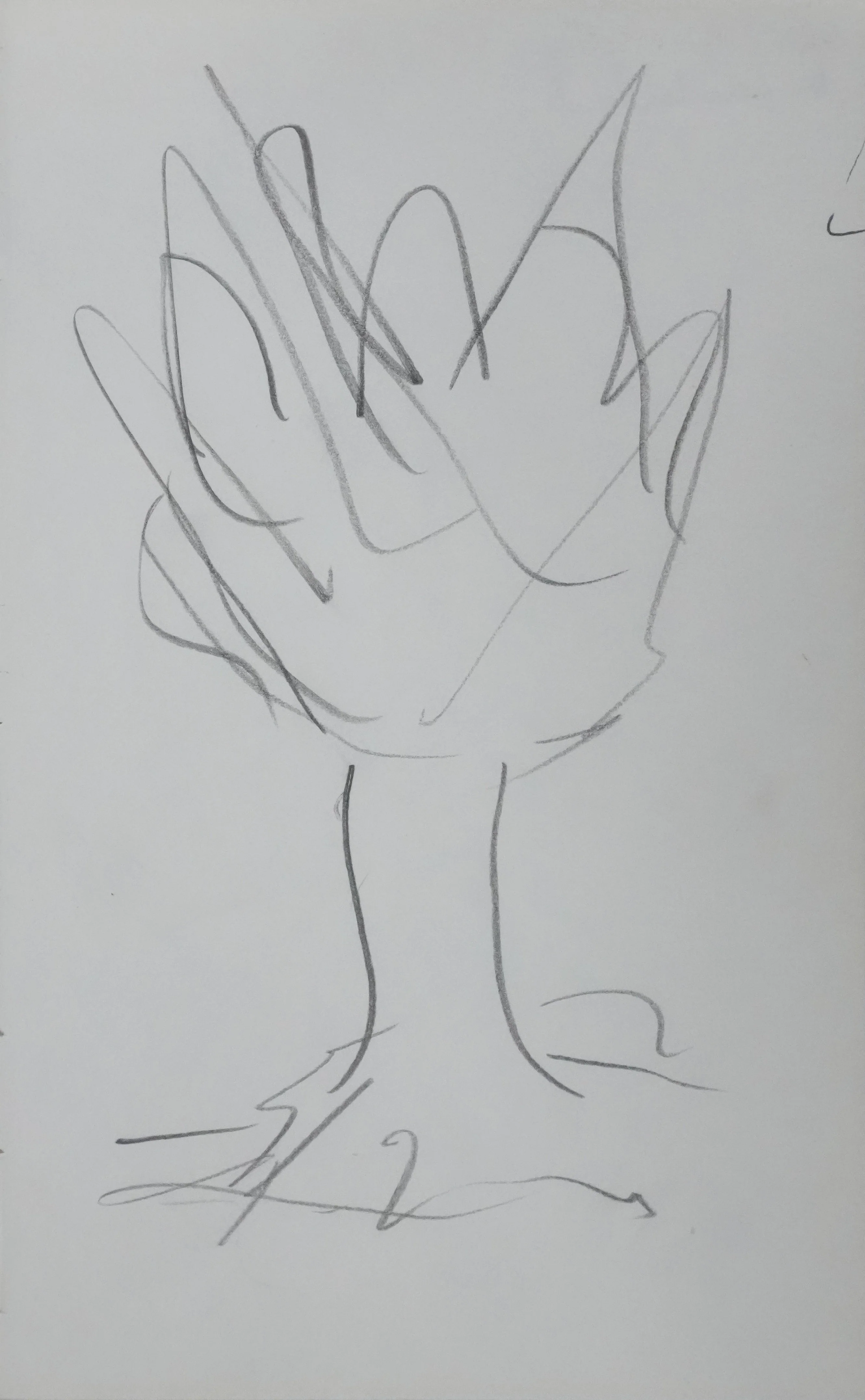 LAUTERBACH : Arbre en gris, Autographe et dessin original