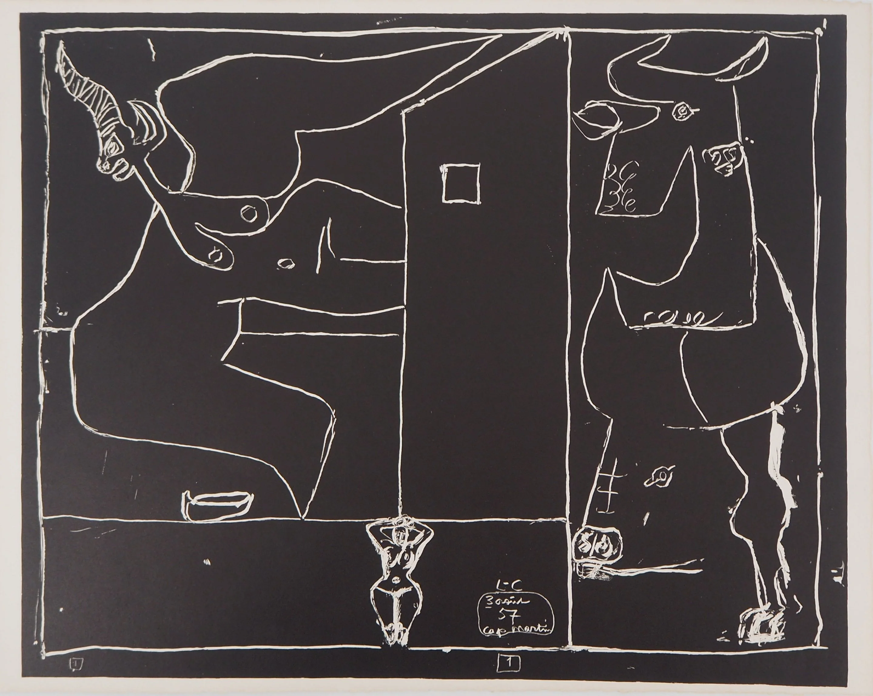 LE CORBUSIER : Nu et Taureau, Lithographie originale signée