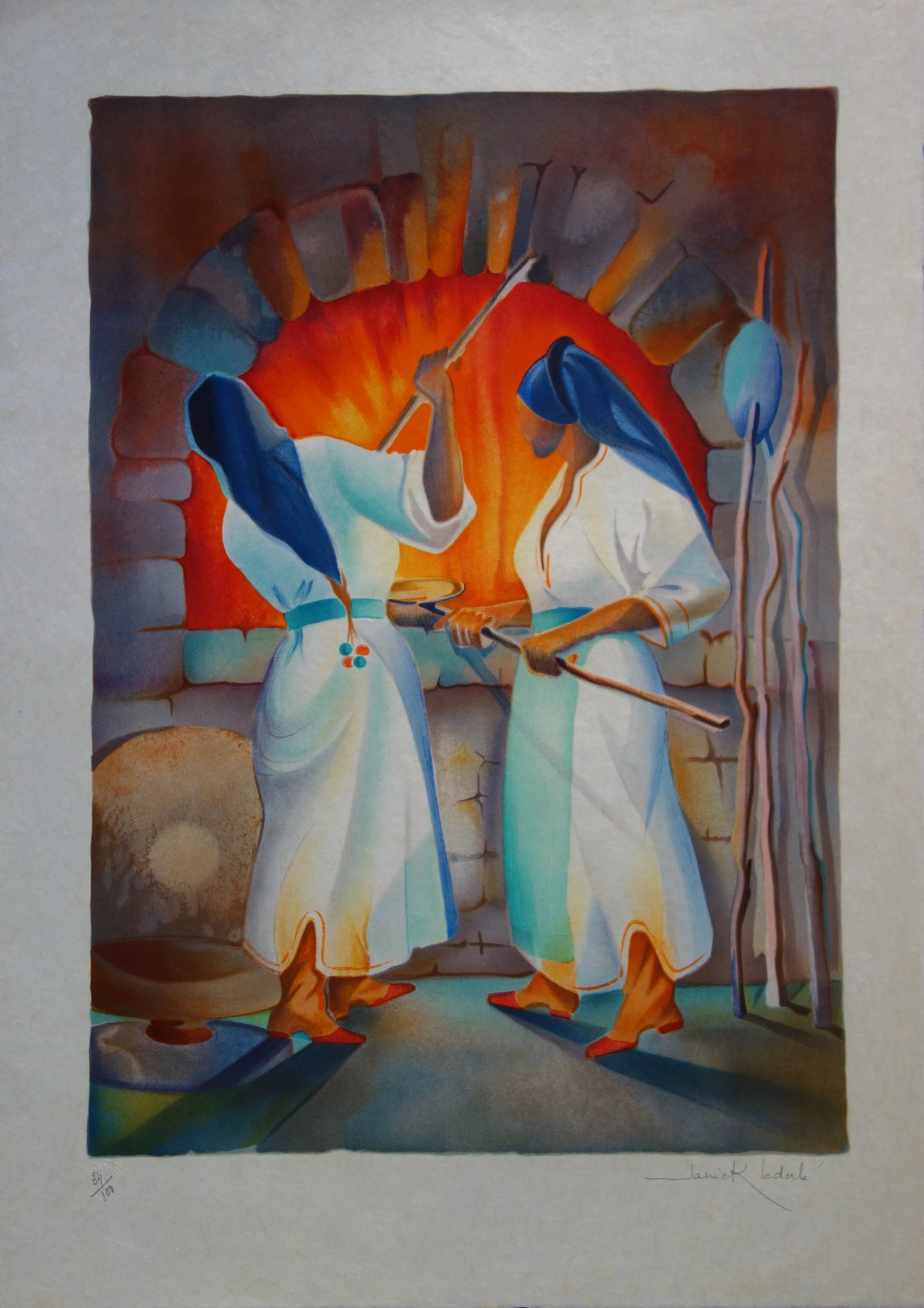 Janick LEDERLE : Femmes de Mykonos, Lithographie originale signée