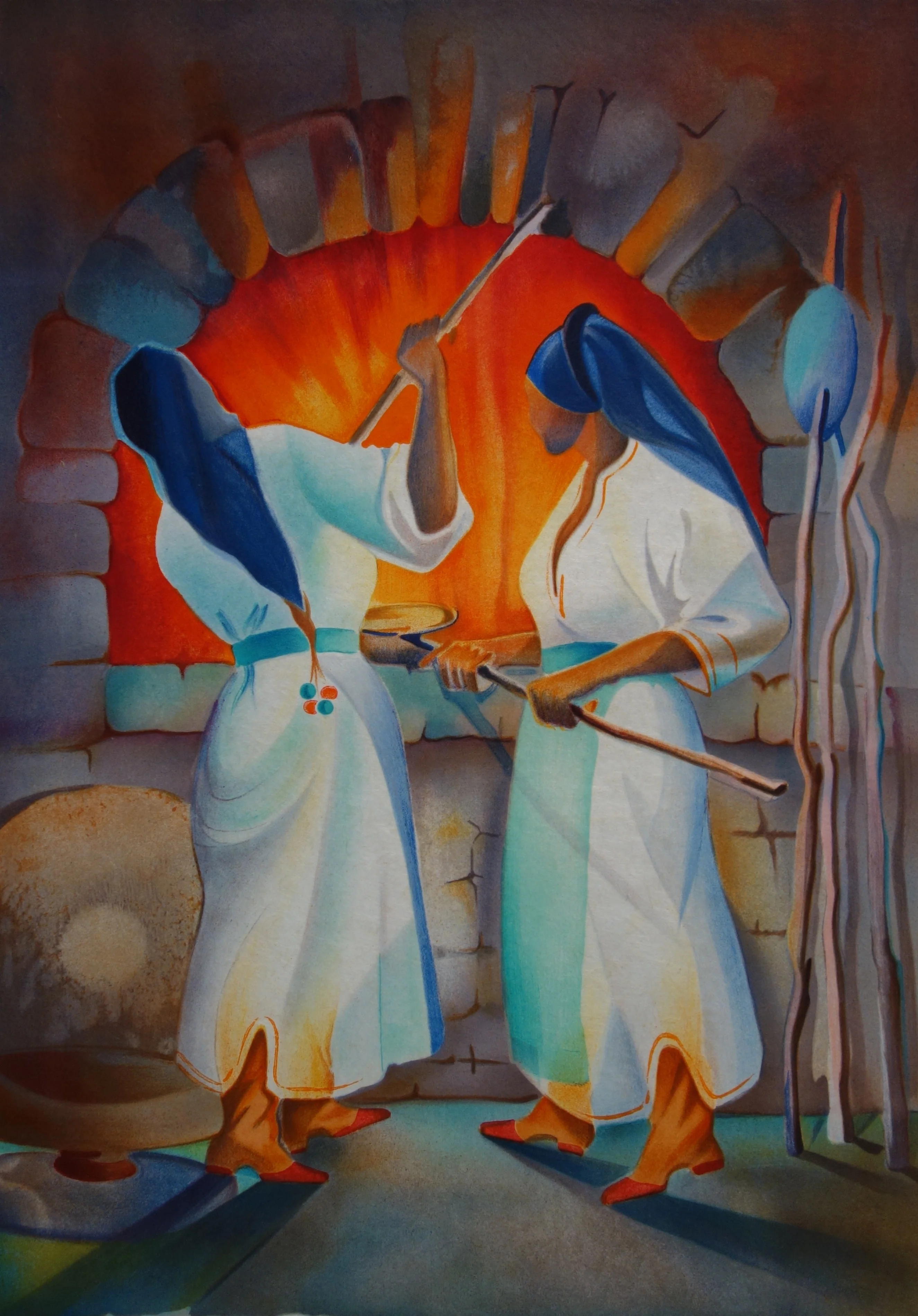 Janick LEDERLE : Femmes de Mykonos, Lithographie originale signée - Image 3