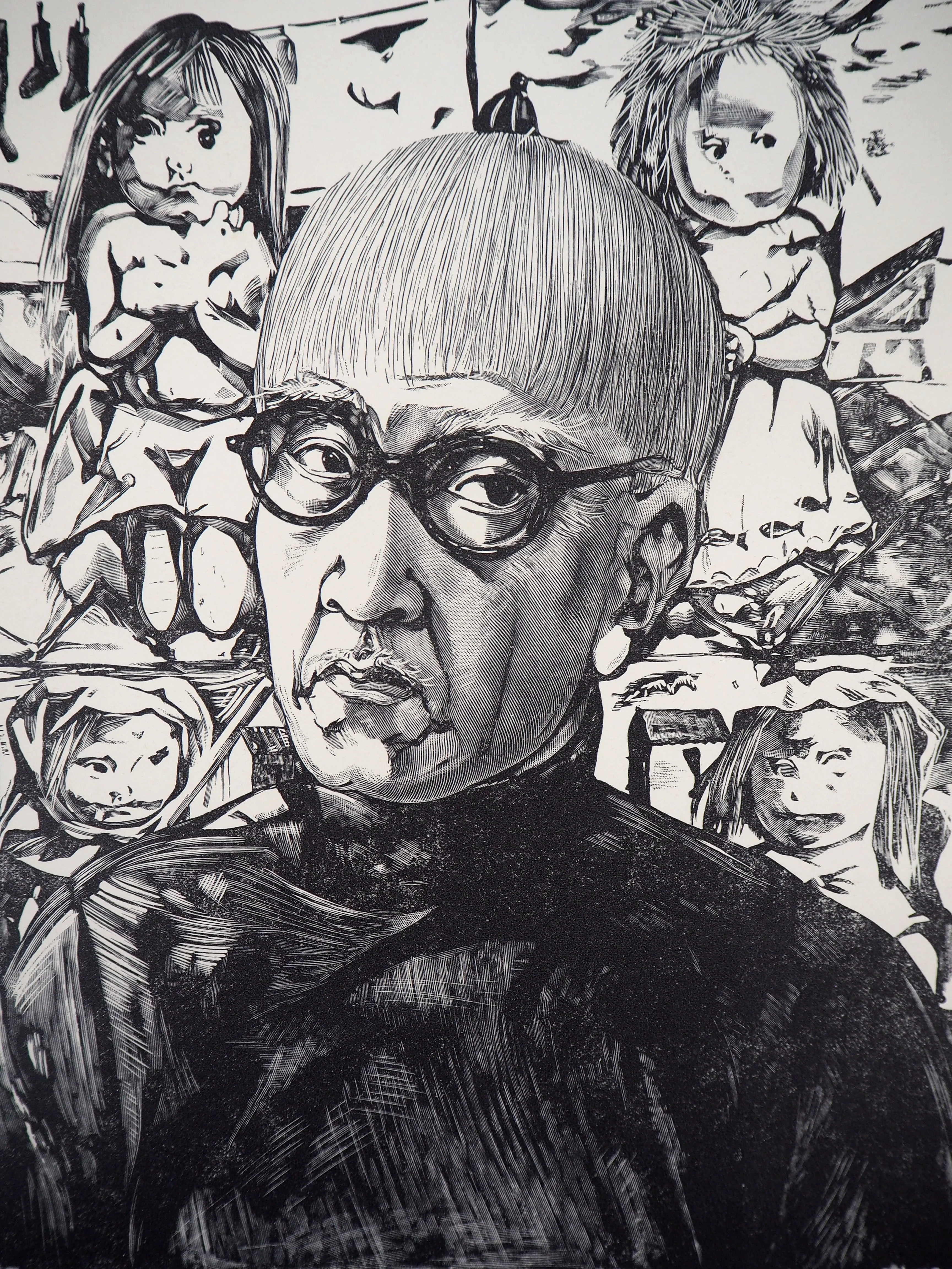 Léonard Tsuguharu FOUJITA : Autoportrait, Gravure sur bois originale - Image 2