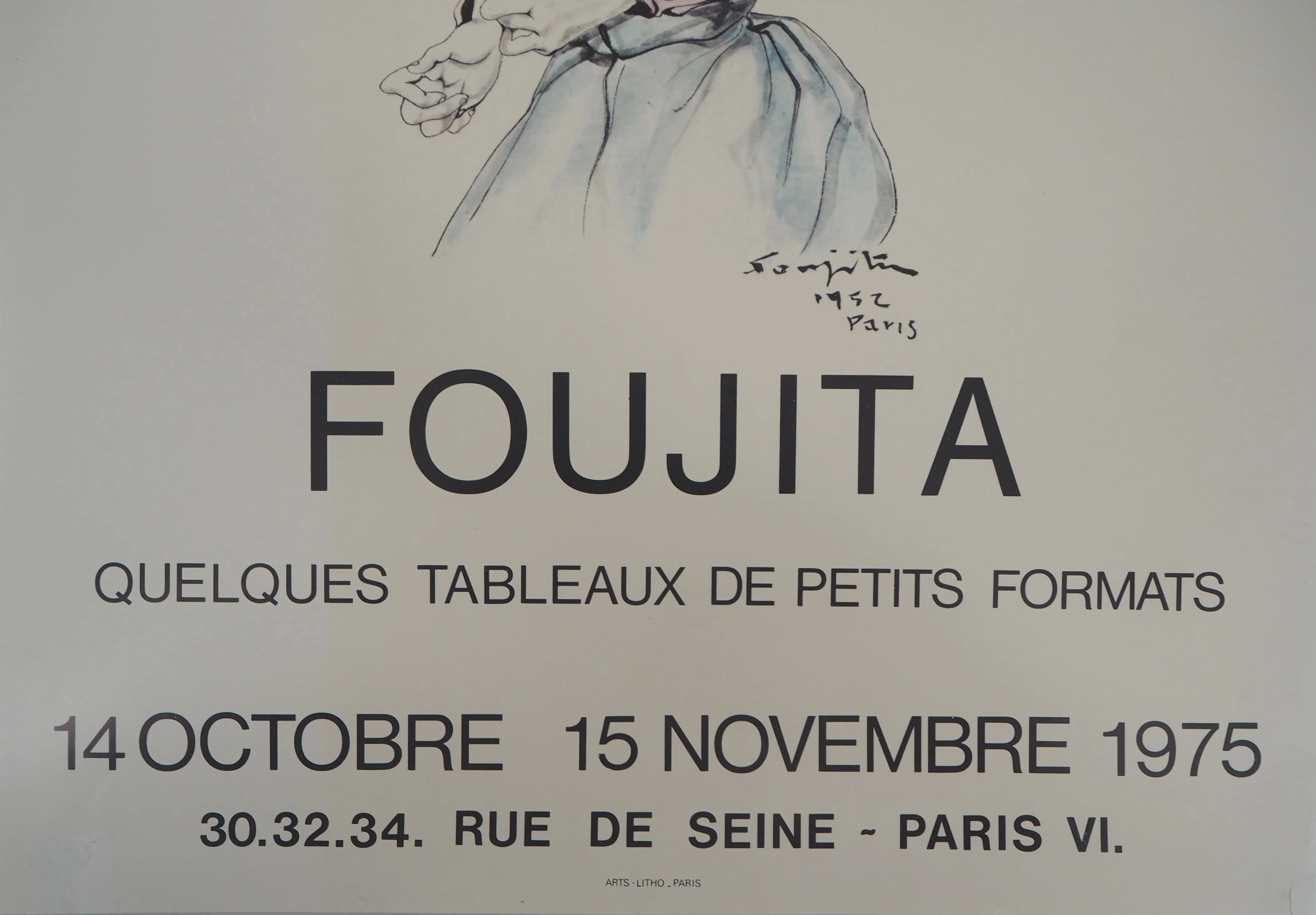Léonard Tsuguharu FOUJITA : Fillette à la robe, Affiche originale d'époque - Image 4