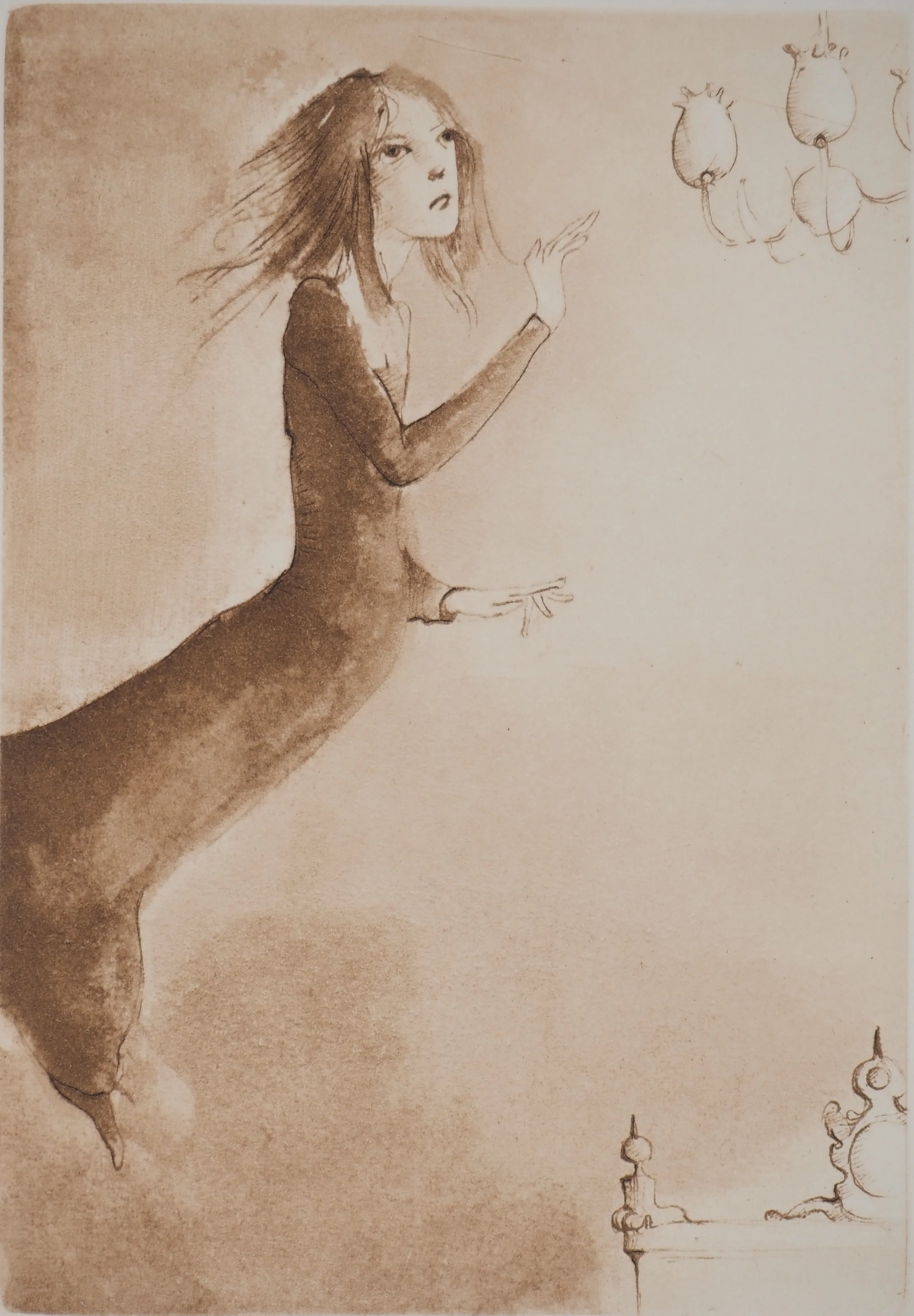 Léonor FINI : Femme au lustre, Gravure originale signée - Image 3