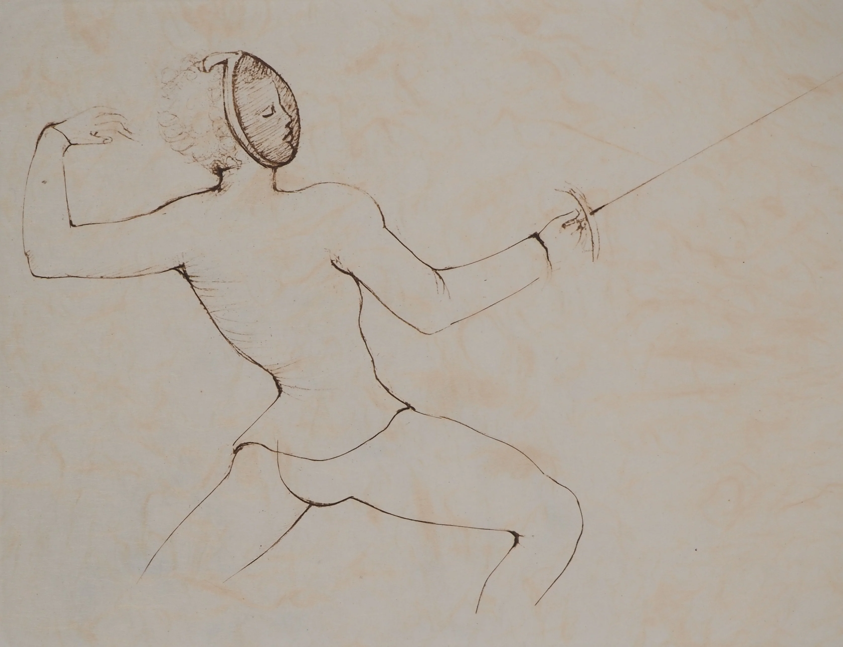 Léonor FINI : L'escrimeur, Gravure originale signée