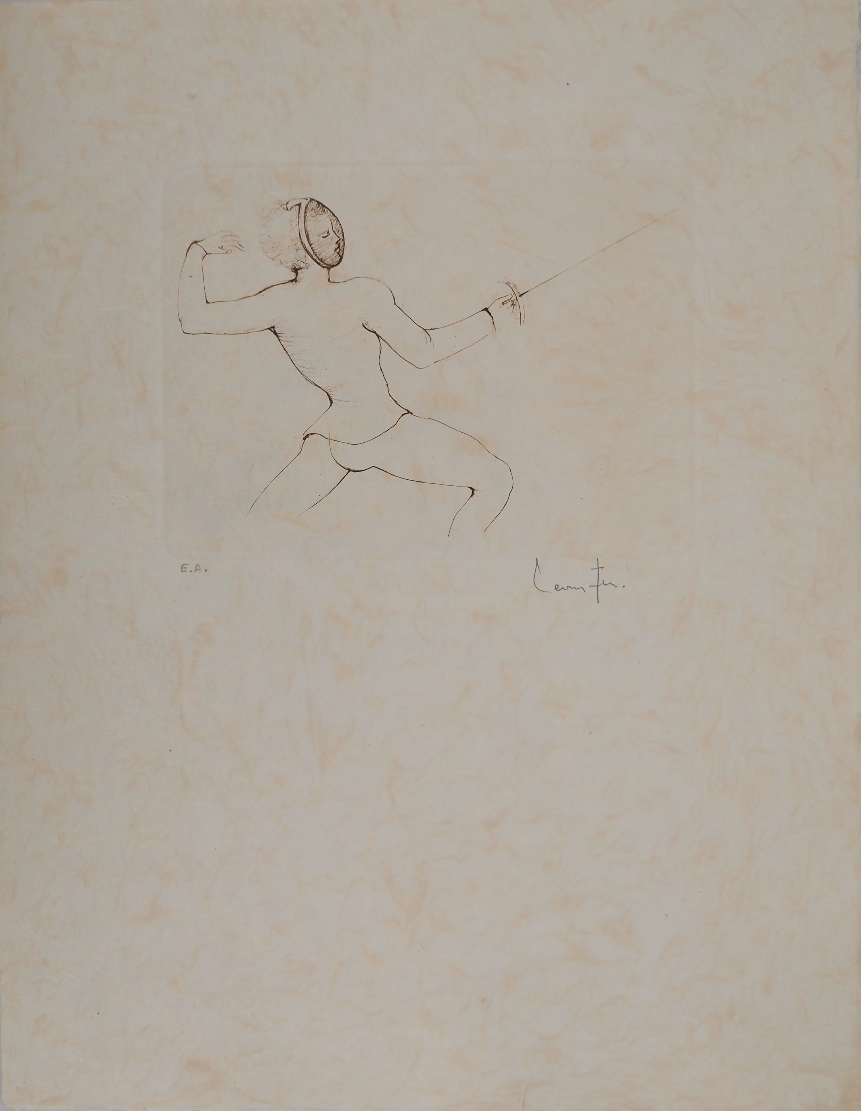 Léonor FINI : L'escrimeur, Gravure originale signée - Image 2