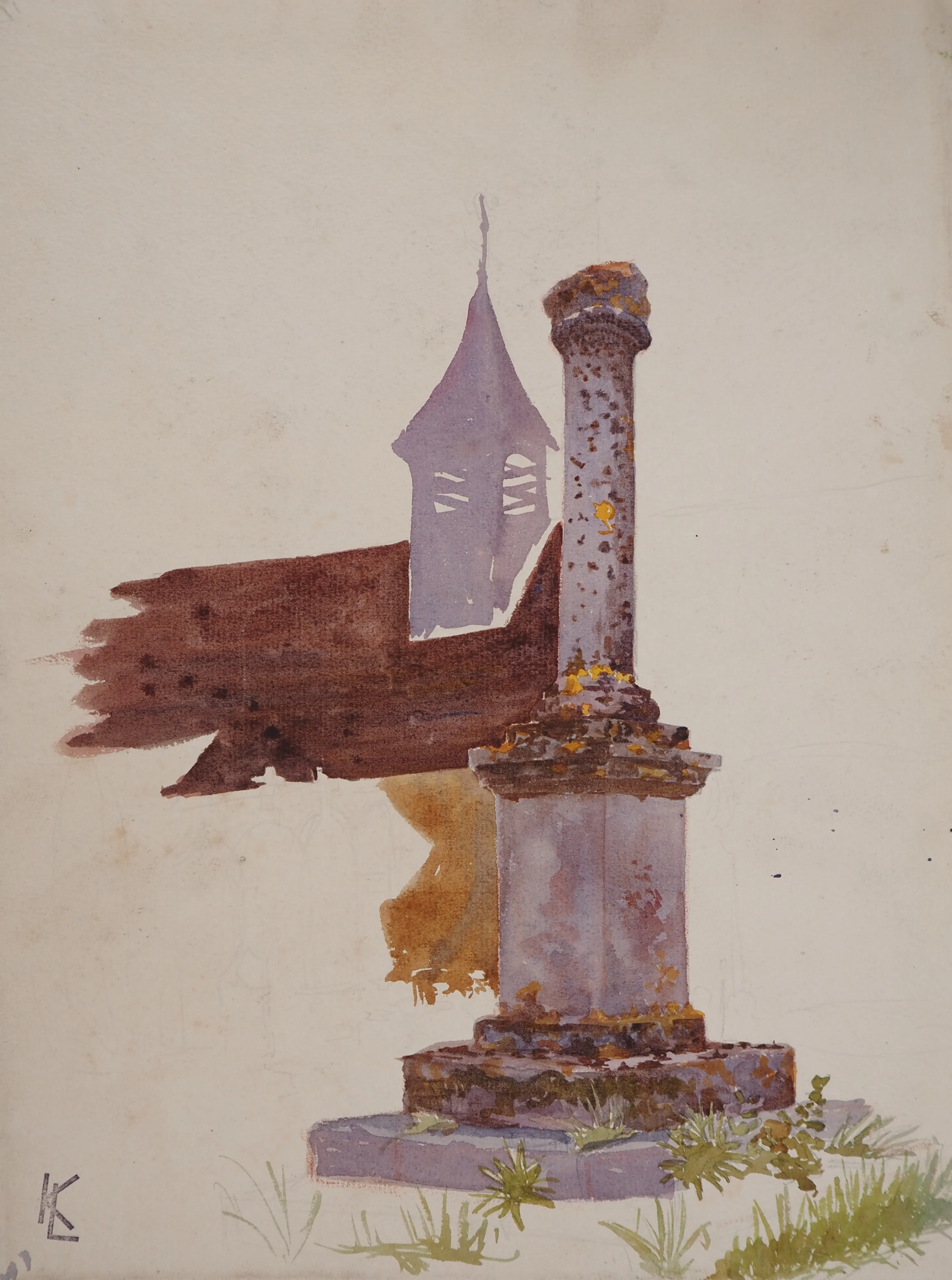 Léopold Franz KOWALSKI : Monument devant église, dessin original - Image 2