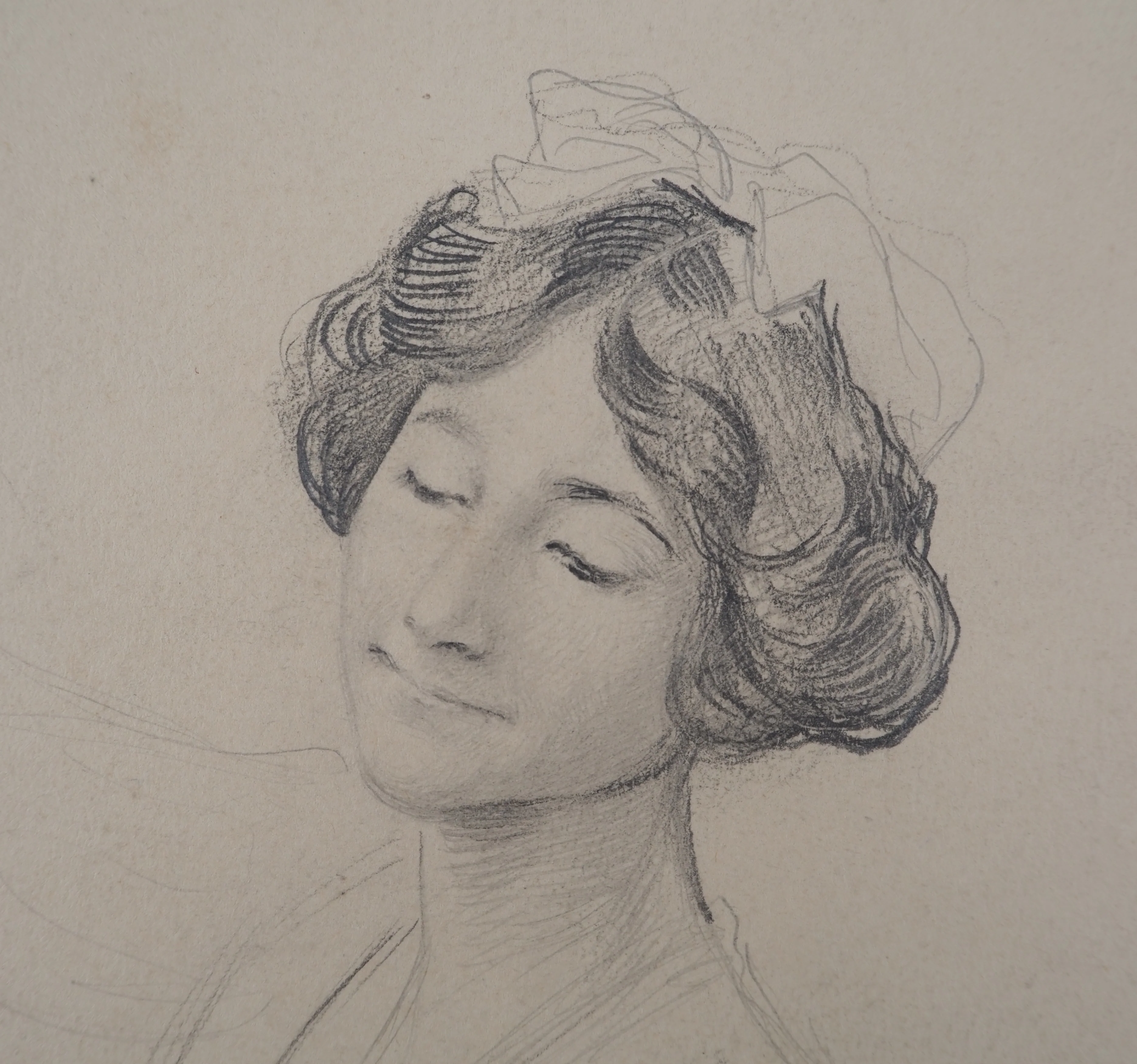 Léopold Franz KOWALSKI : Portrait d'Anna coiffée d'un ruban, dessin original - Image 3