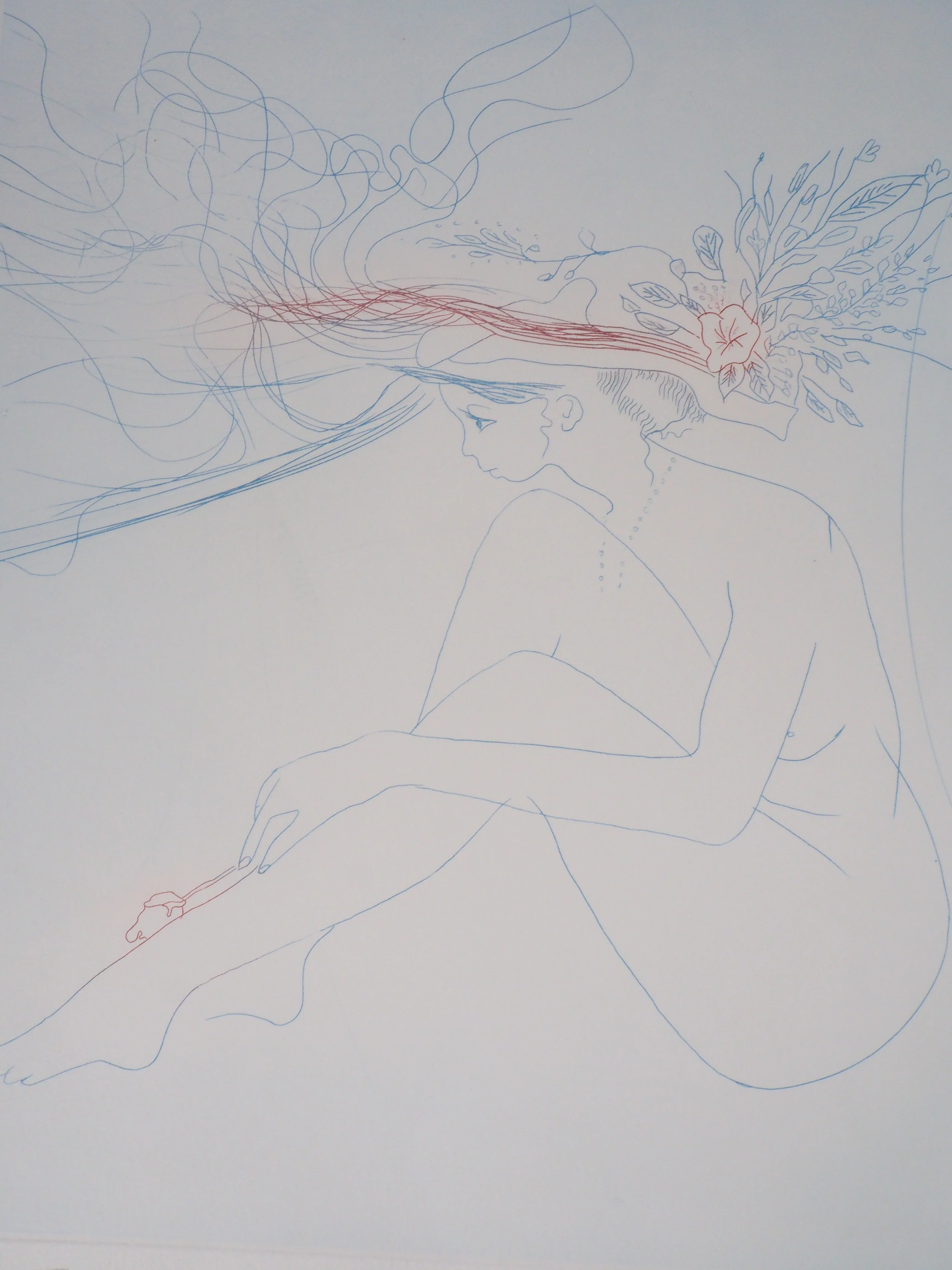 LEPRIEURE : Agnès, Jeune fille au chapeau, Gravure originale signée - Image 3