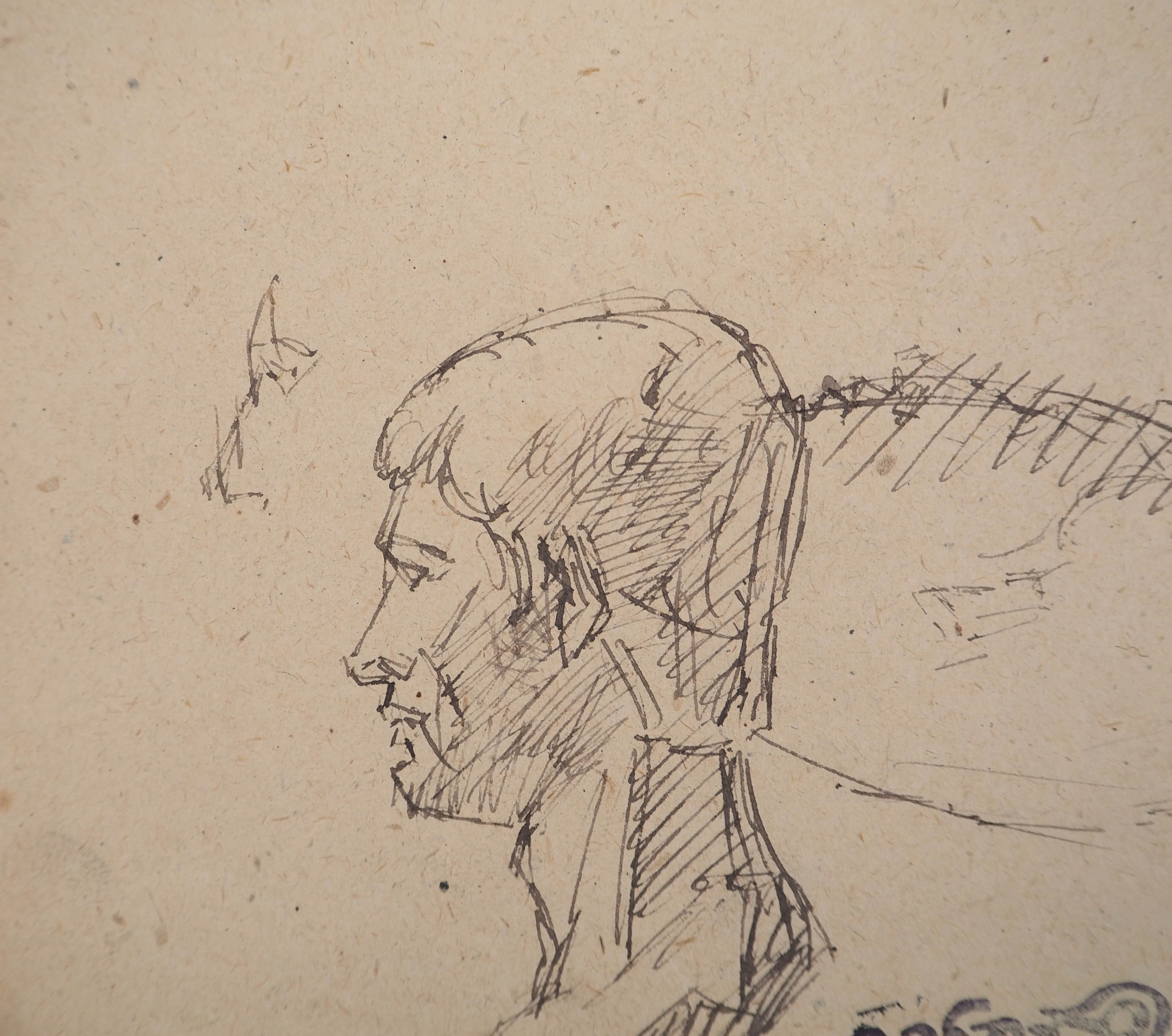 Louis HAYET : Homme de profil, Dessin original signé - Image 5