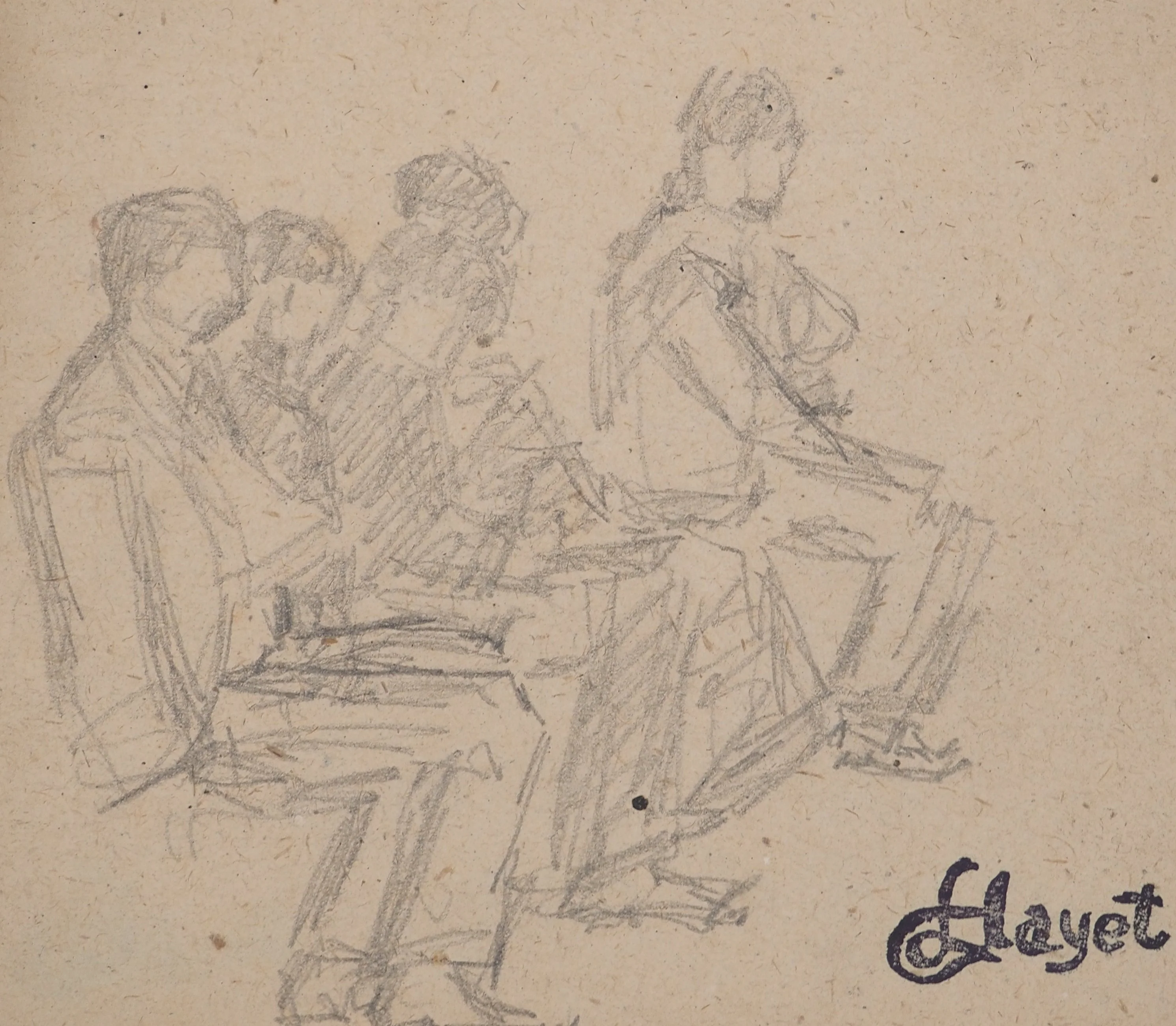 Louis HAYET : Pause déjeuner, Dessin original signé - Image 3
