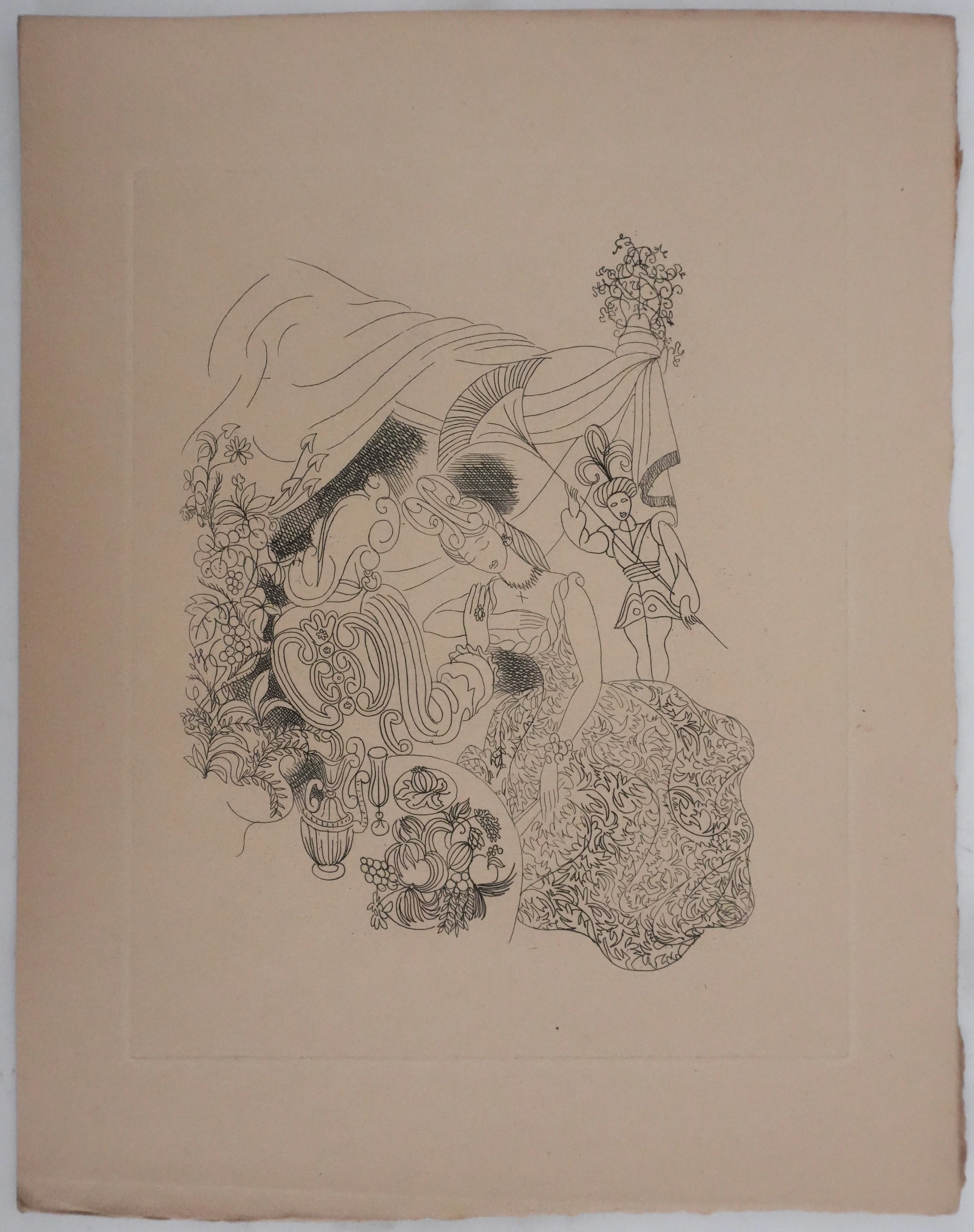 Louis TOUCHAGUES : Discussion intime, Gravure originale