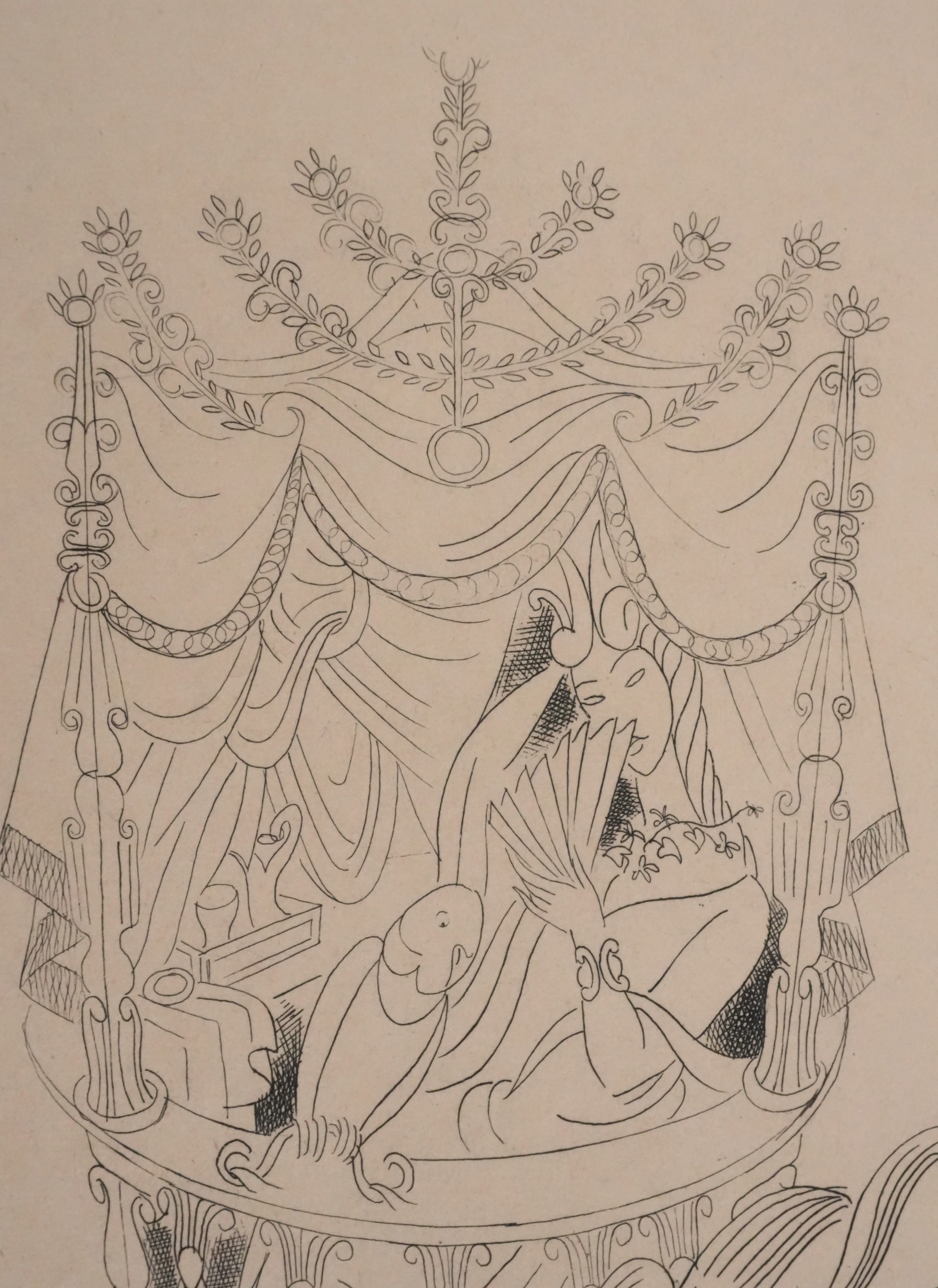 Louis TOUCHAGUES : La loge fleurie, Gravure originale - Image 3