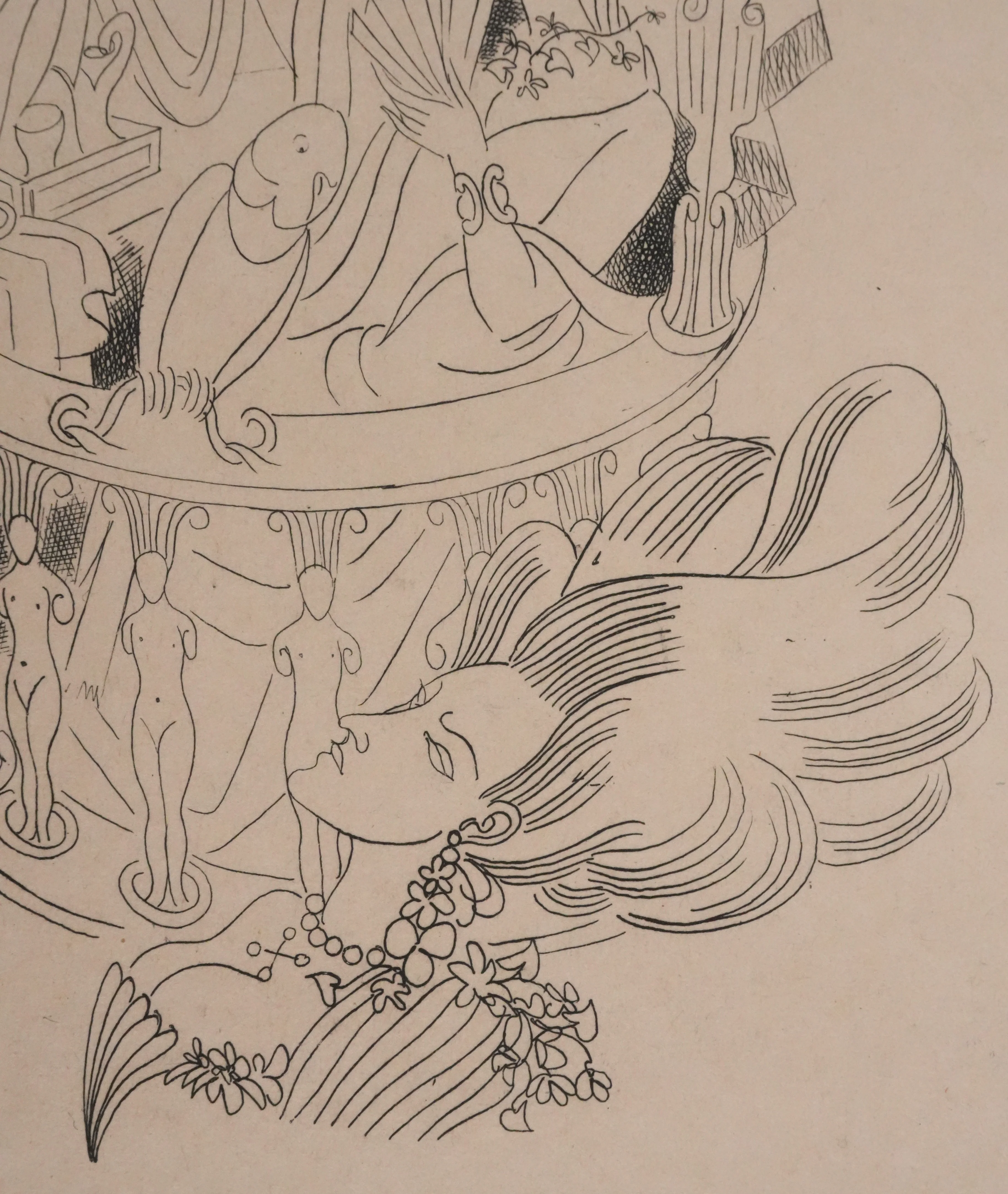 Louis TOUCHAGUES : La loge fleurie, Gravure originale - Image 5