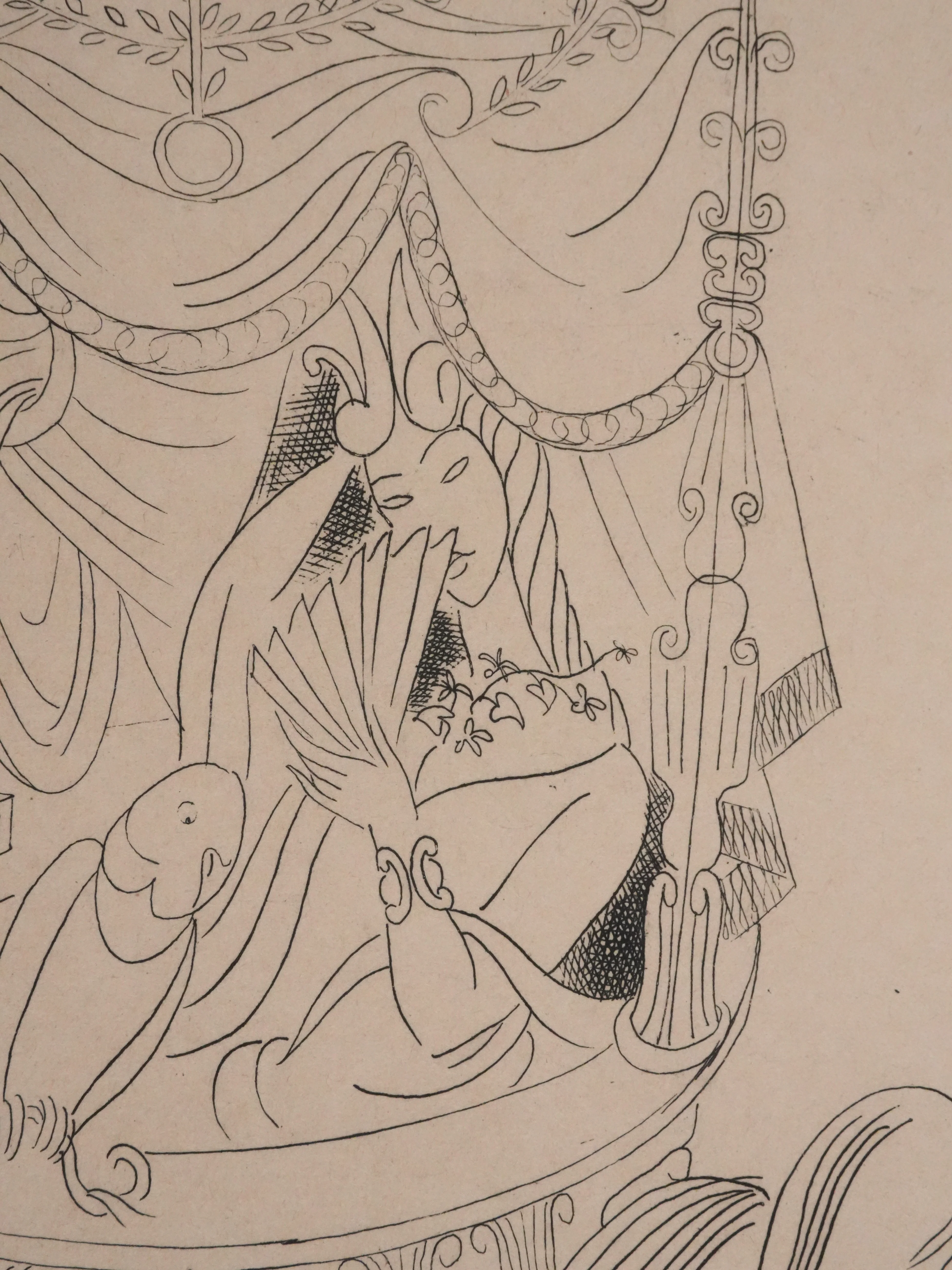 Louis TOUCHAGUES : La loge fleurie, Gravure originale - Image 6