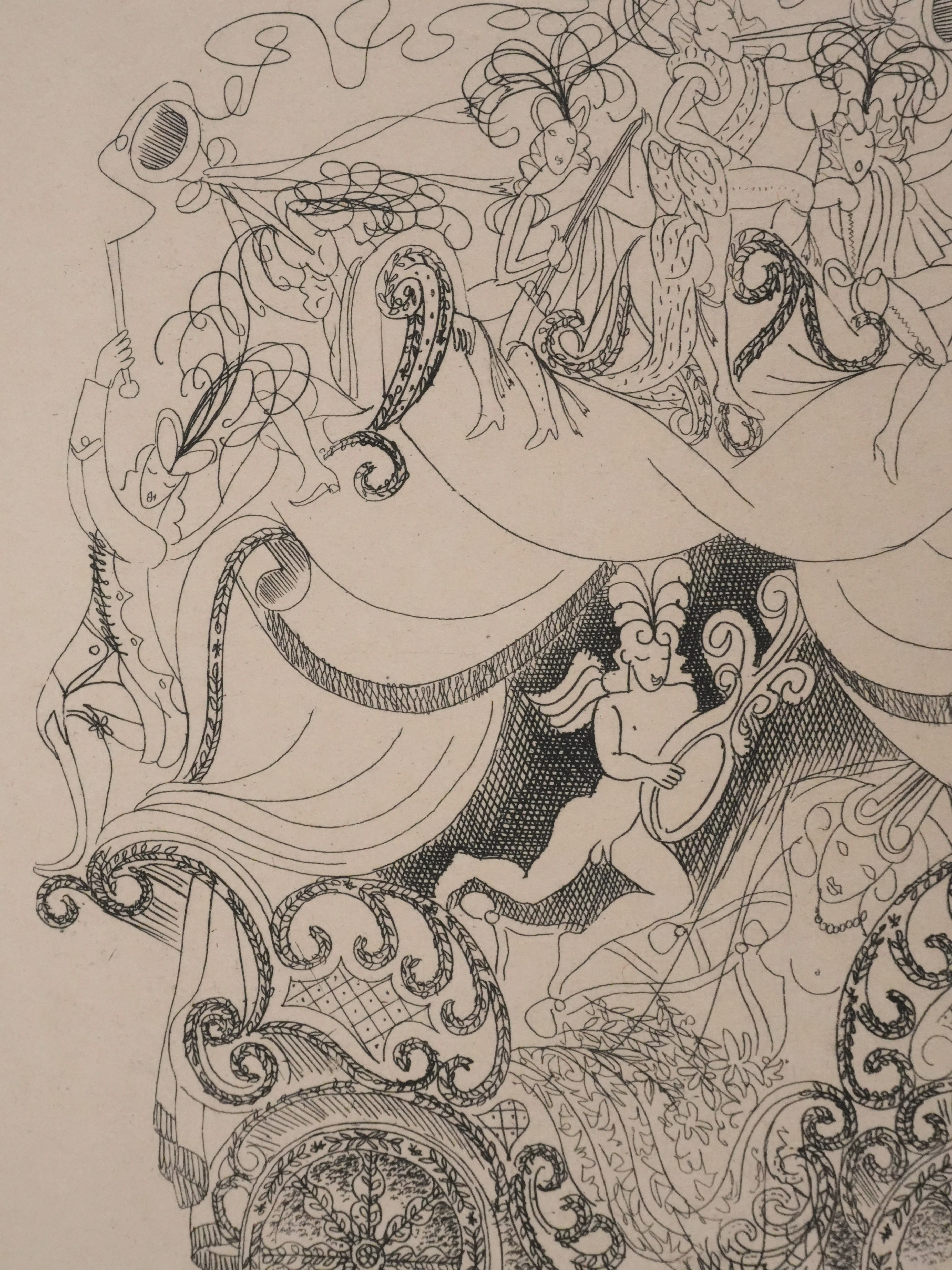 Louis TOUCHAGUES : Le carrosse musical, Gravure originale - Image 3