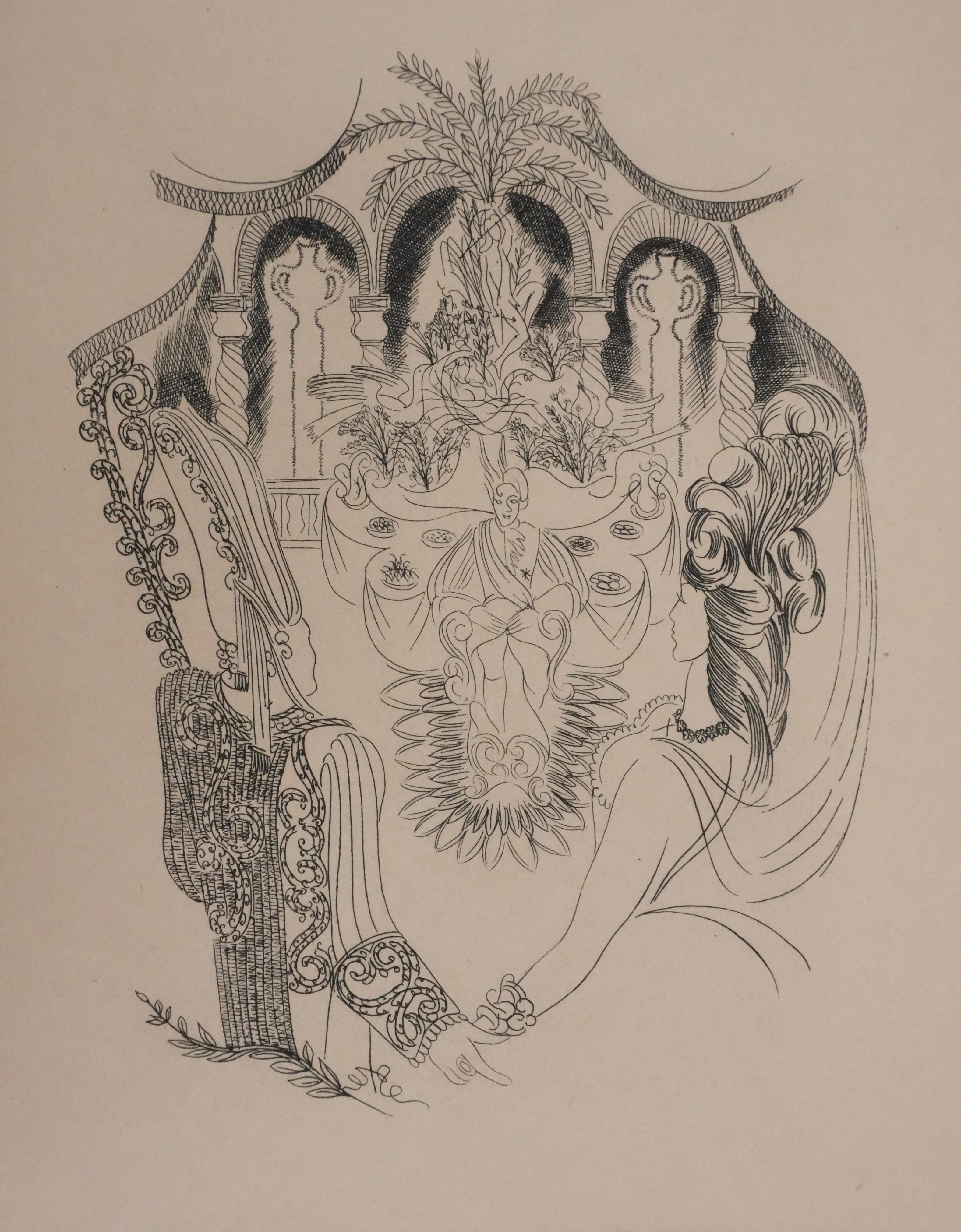 Louis TOUCHAGUES : Le diner au palais, Gravure originale - Image 2
