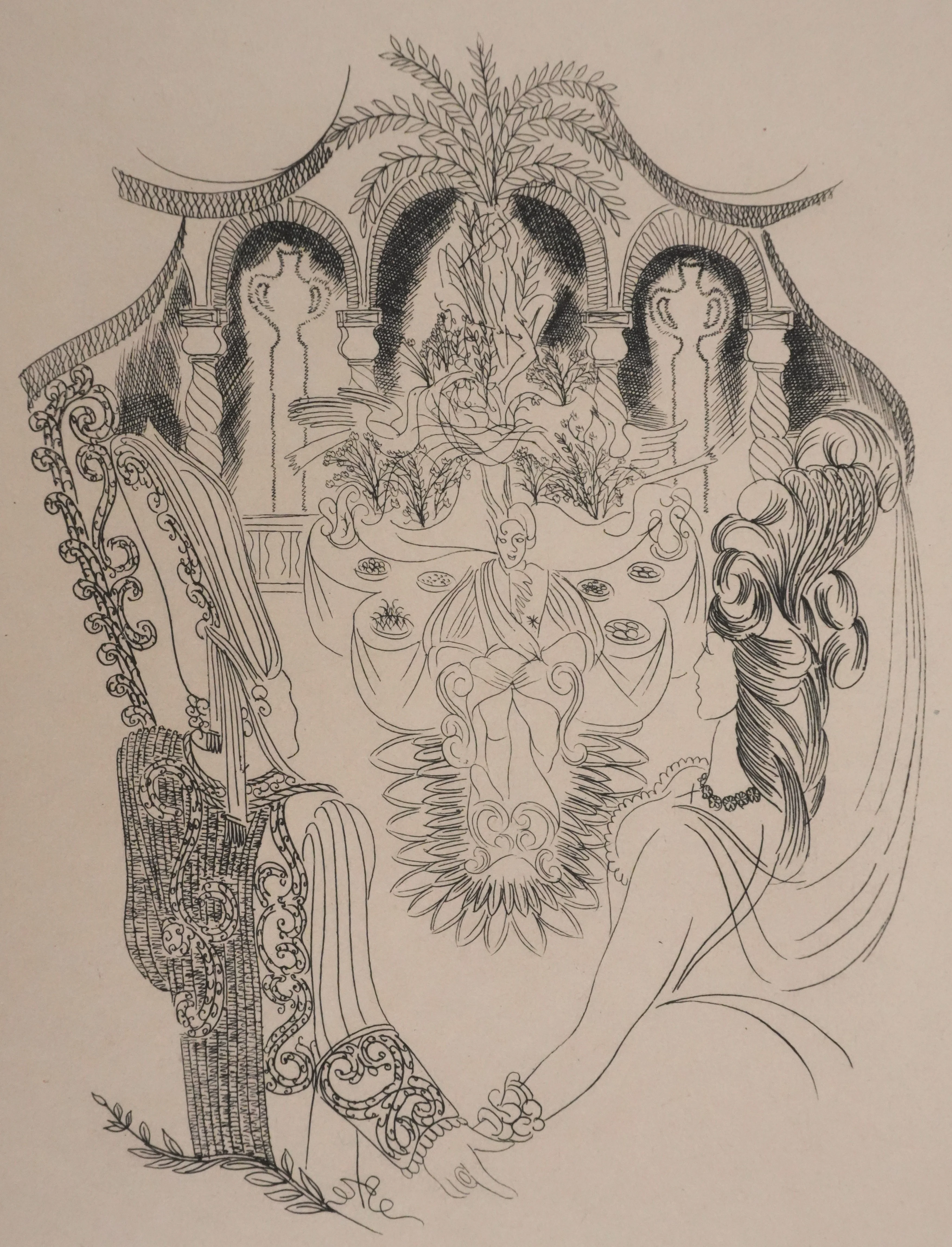 Louis TOUCHAGUES : Le diner au palais, Gravure originale - Image 3