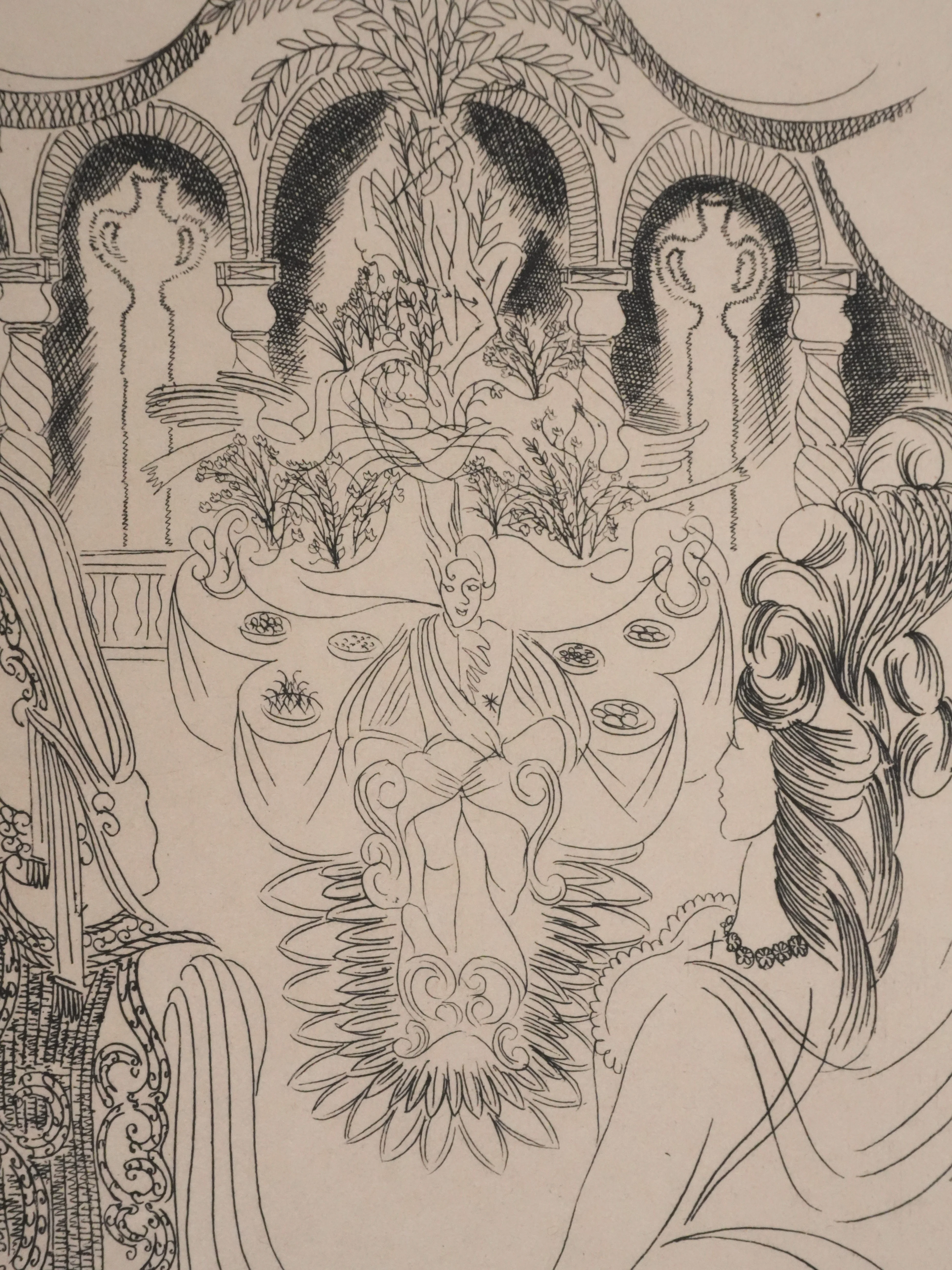 Louis TOUCHAGUES : Le diner au palais, Gravure originale - Image 4