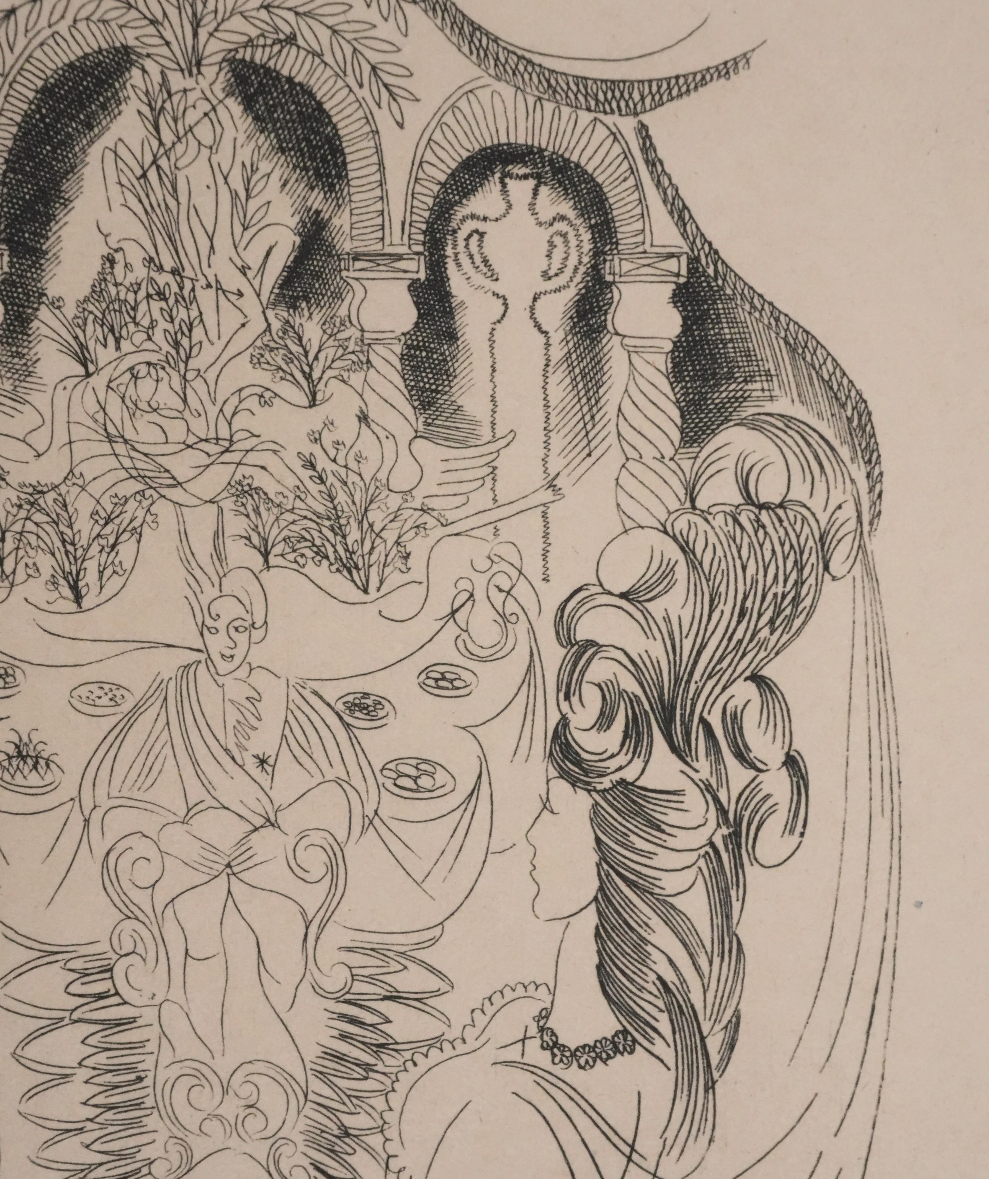 Louis TOUCHAGUES : Le diner au palais, Gravure originale - Image 5
