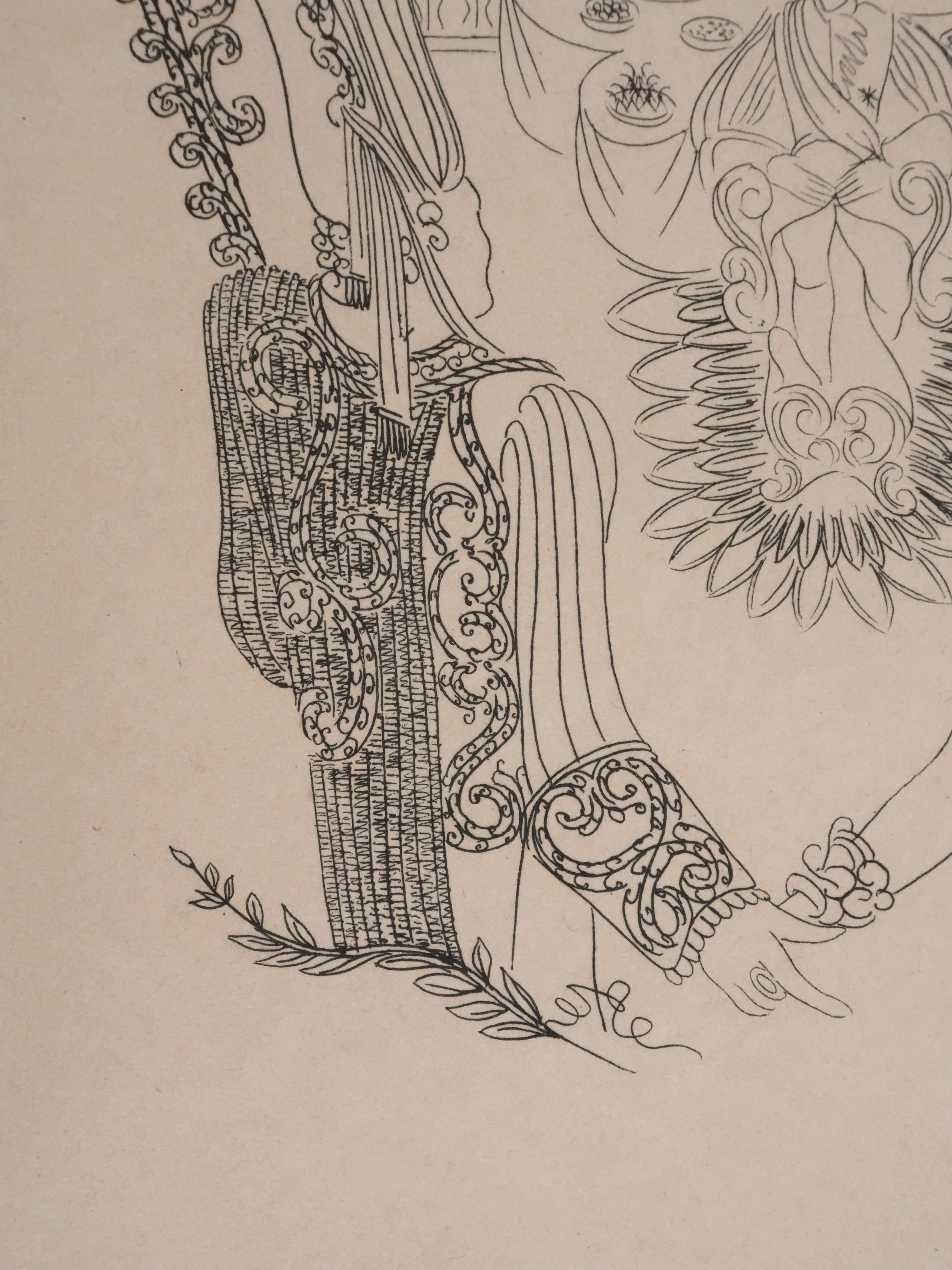 Louis TOUCHAGUES : Le diner au palais, Gravure originale - Image 7