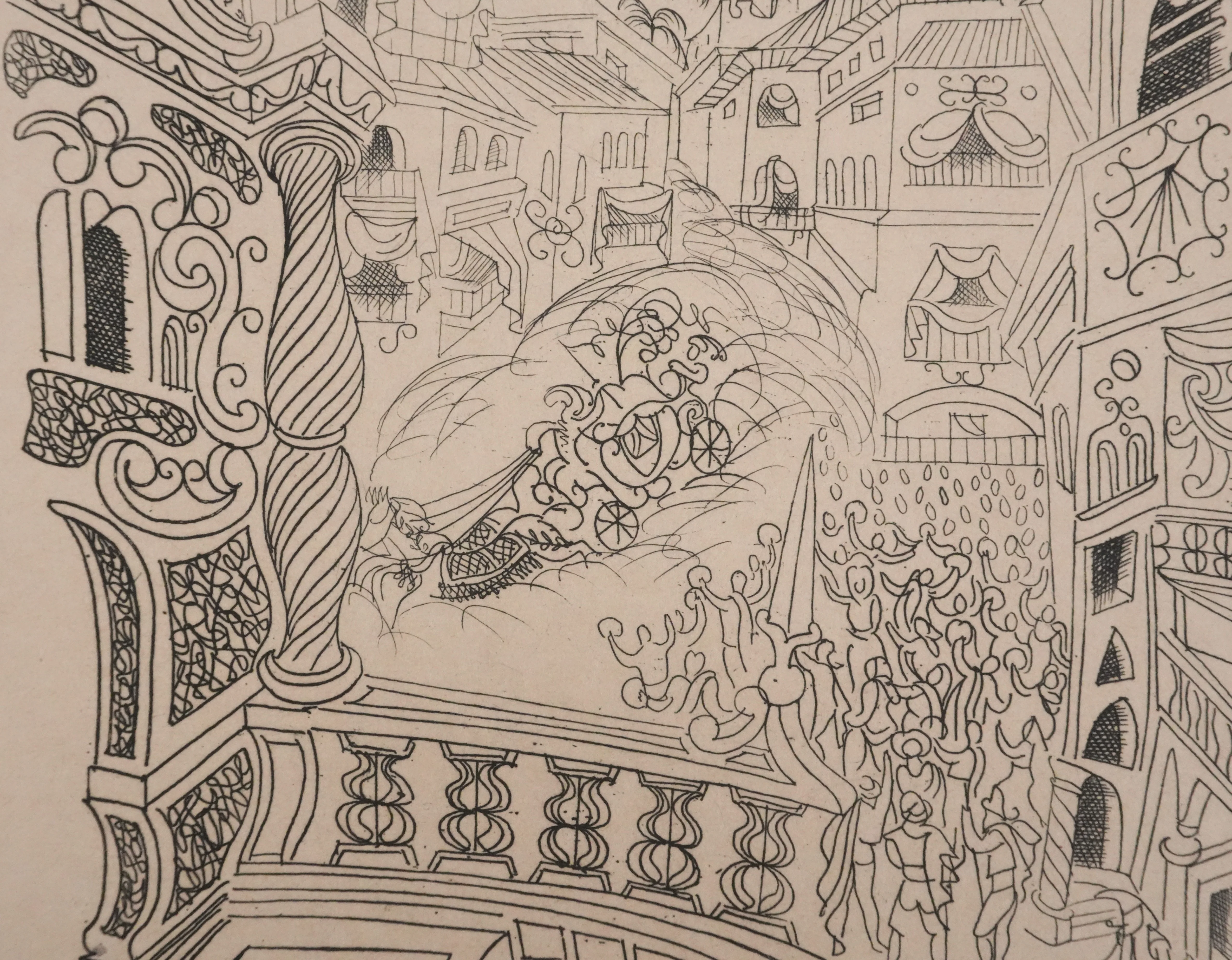 Louis TOUCHAGUES : Parade en ville, Gravure originale - Image 7