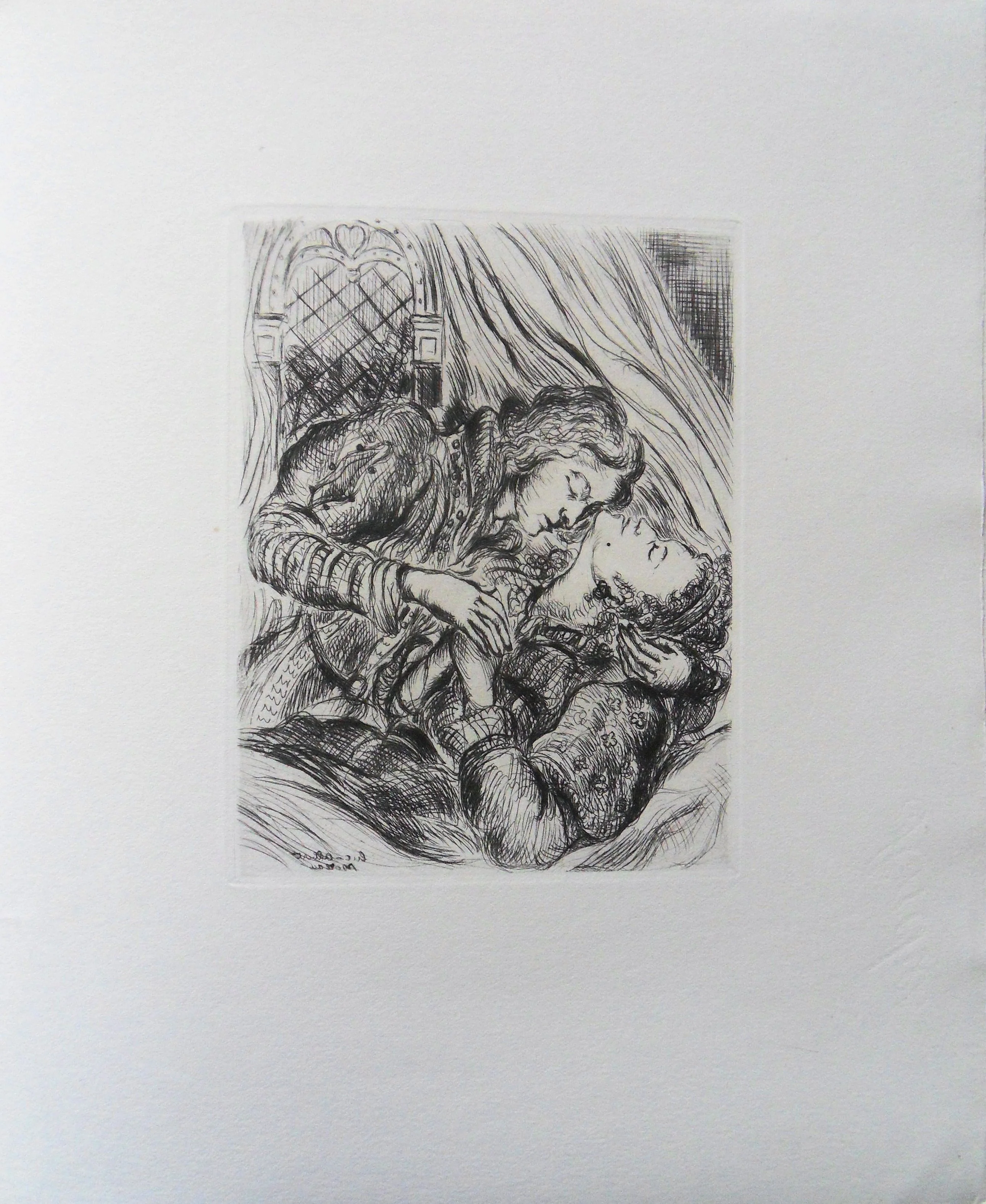 Luc-Albert MOREAU : Les amants endormis, Gravure originale signée - Image 2