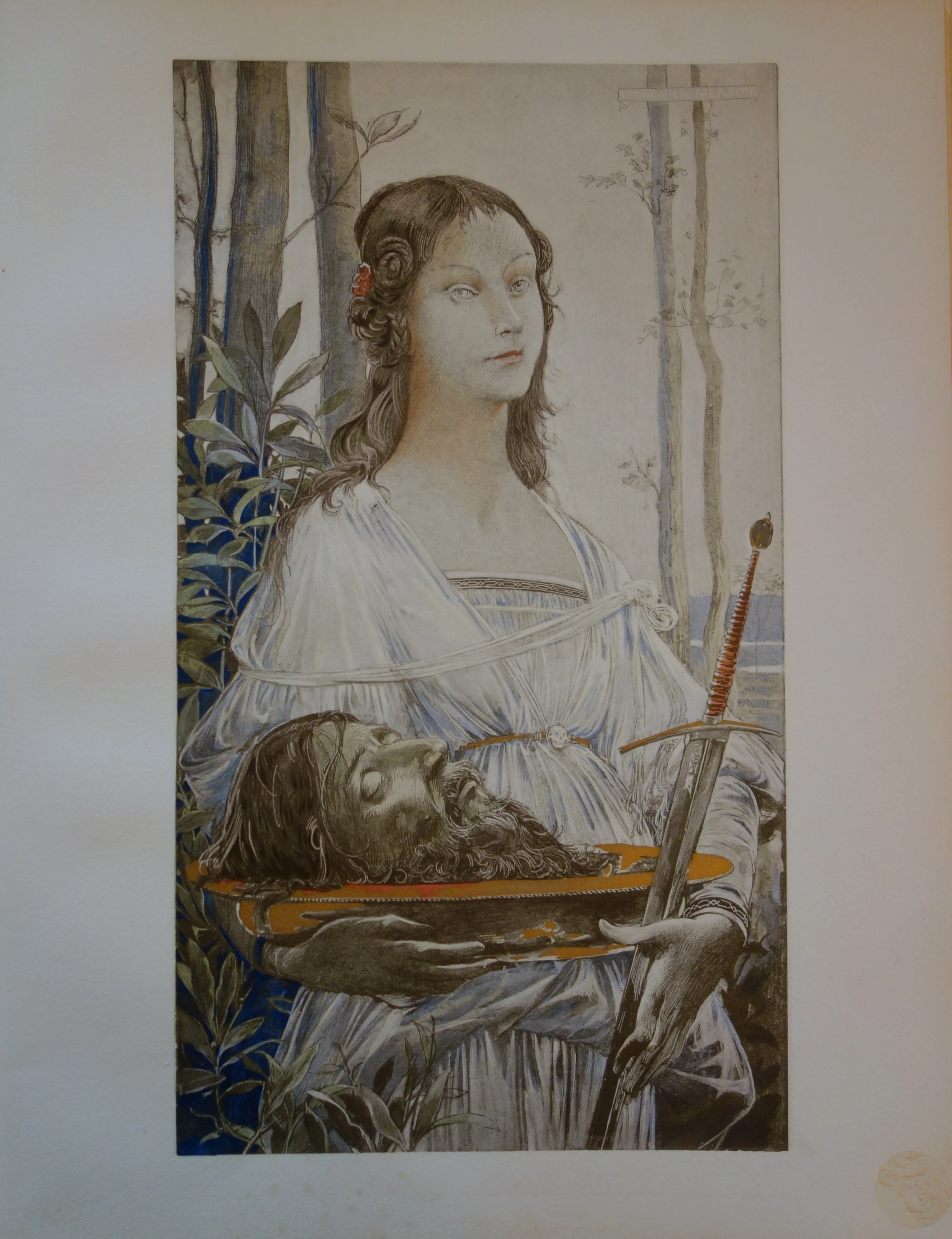 Luc Olivier MERSON : Judith et la tête coupée de Holopherne, Lithographie originale signée