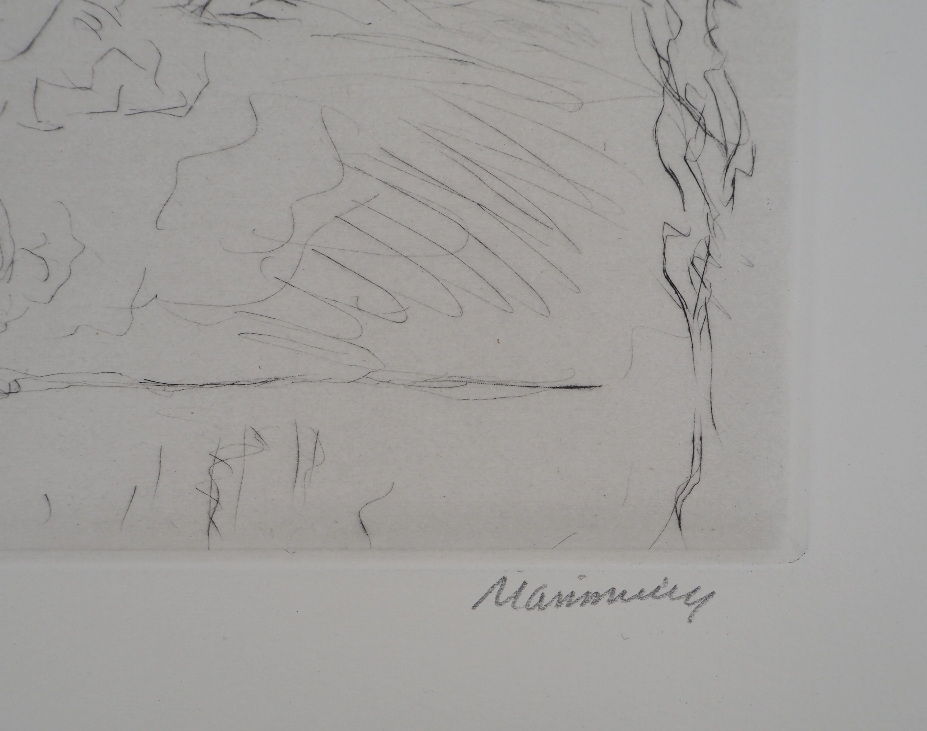 Lucien MAINSSIEUX : Cour de ferme berrichonne, Gravure originale signée - Image 3