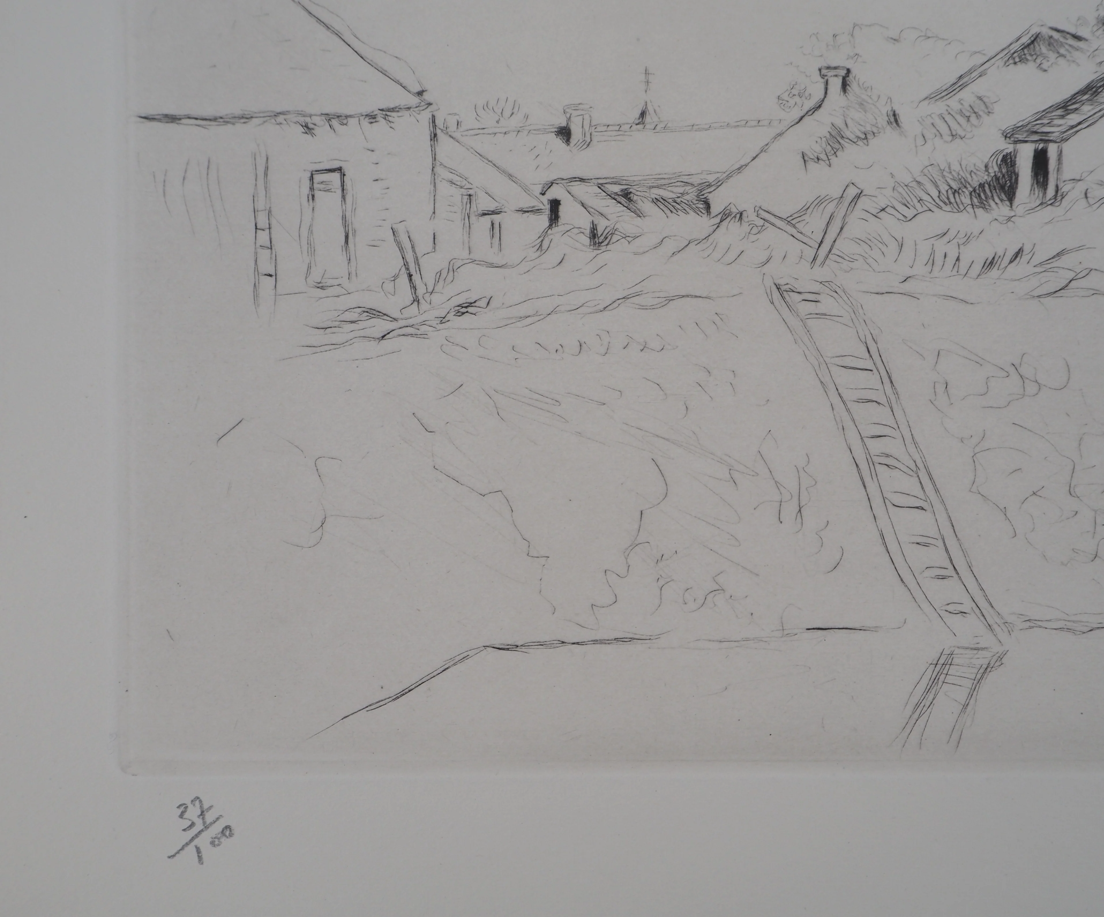 Lucien MAINSSIEUX : Cour de ferme berrichonne, Gravure originale signée - Image 6