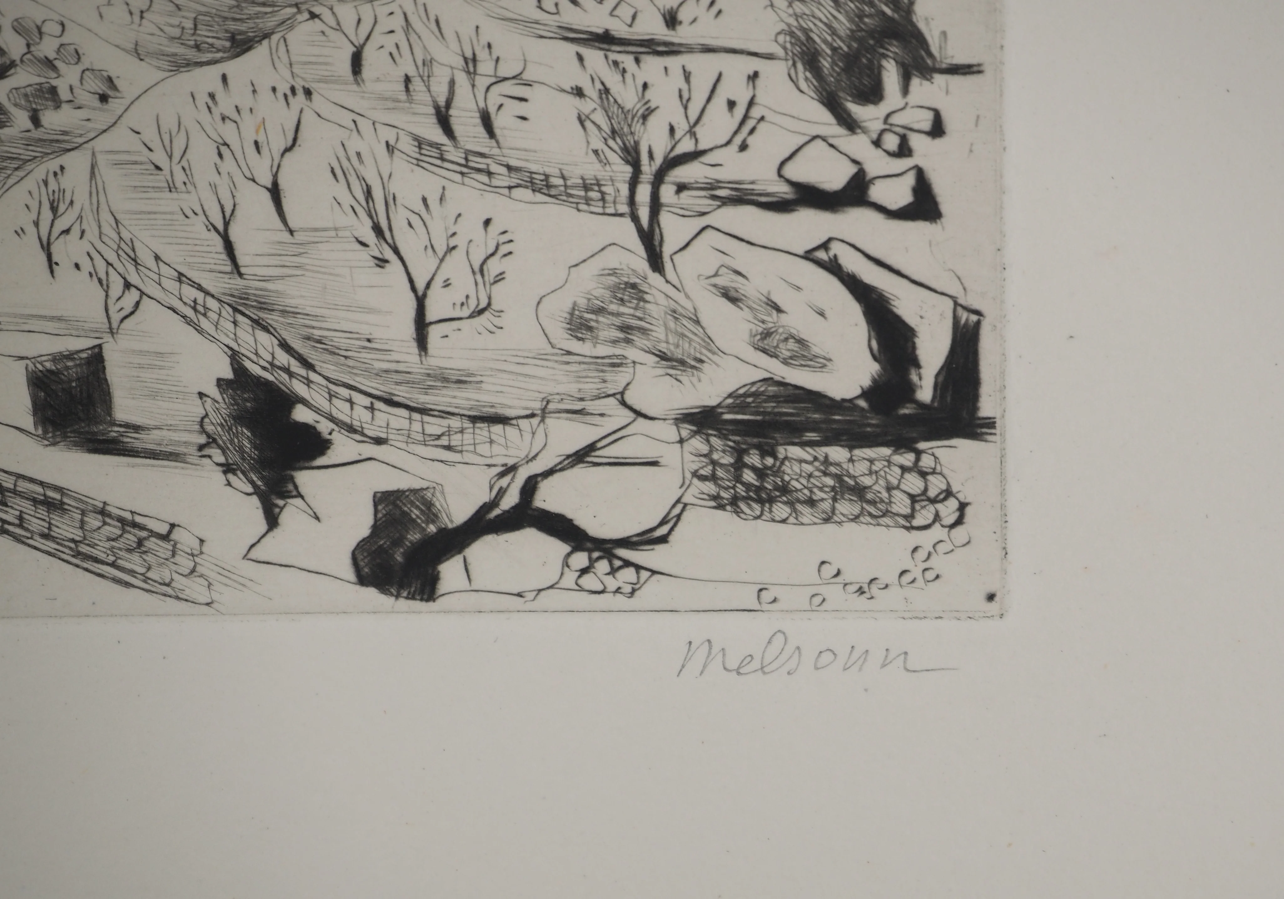 Madeleine MELSONN : Désert de Saint-Jean Baptiste, Gravure originale signée - Image 2