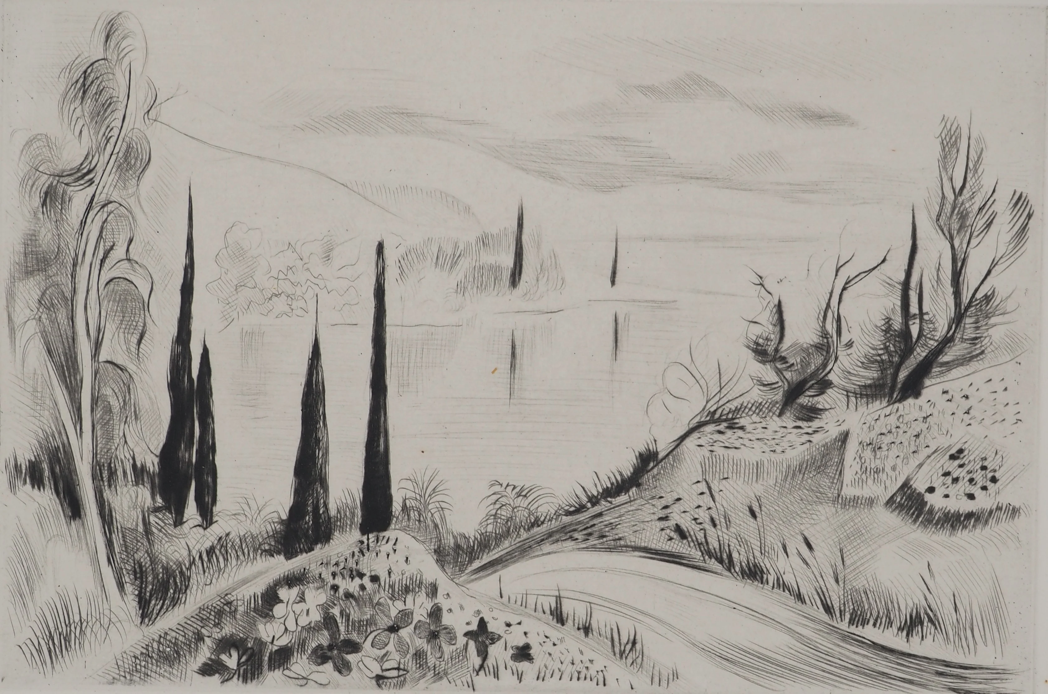 Madeleine MELSONN : Lac de Tibériade le matin, Gravure originale signée