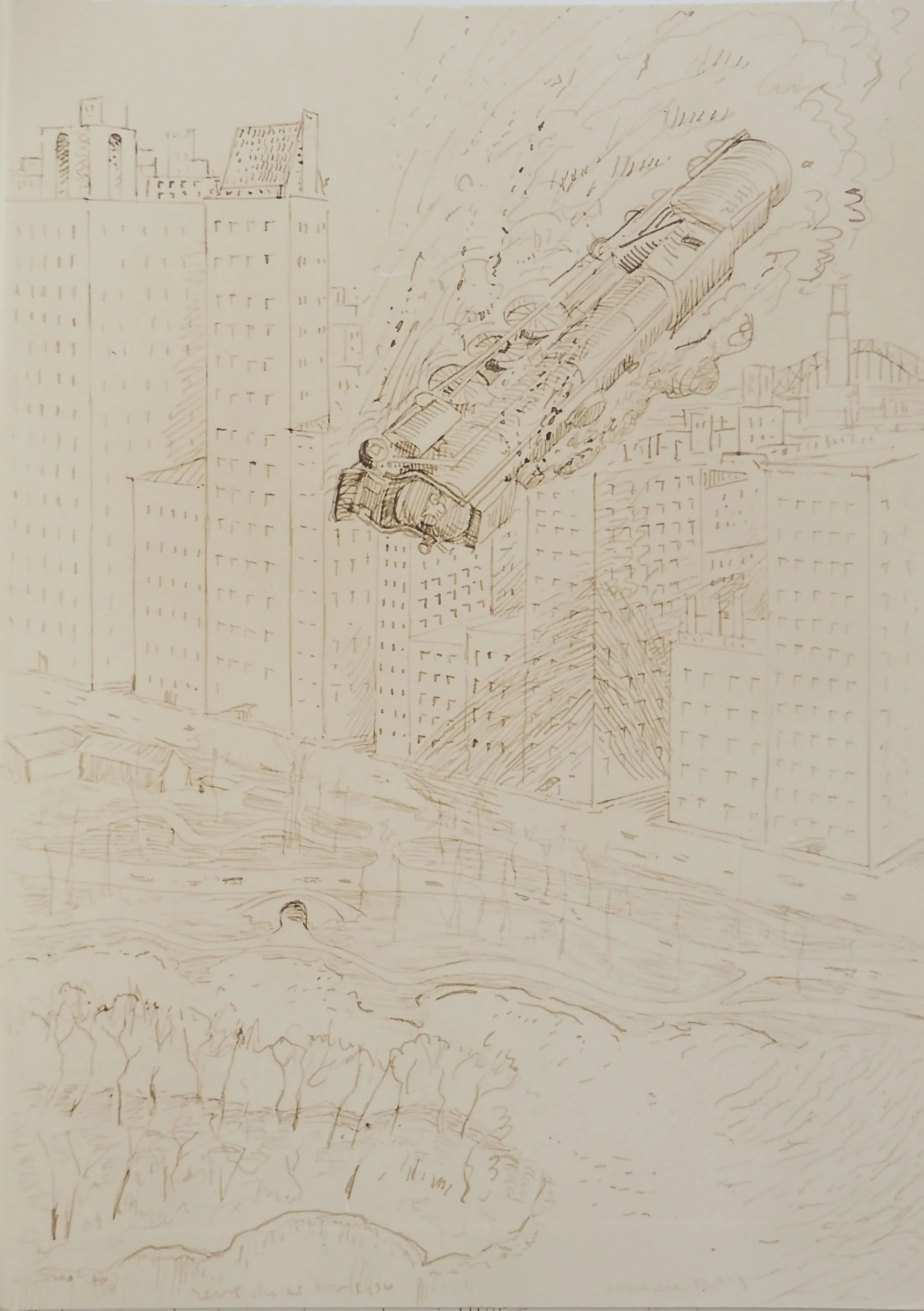 MAN RAY : Le train volant, Photographie originale signée