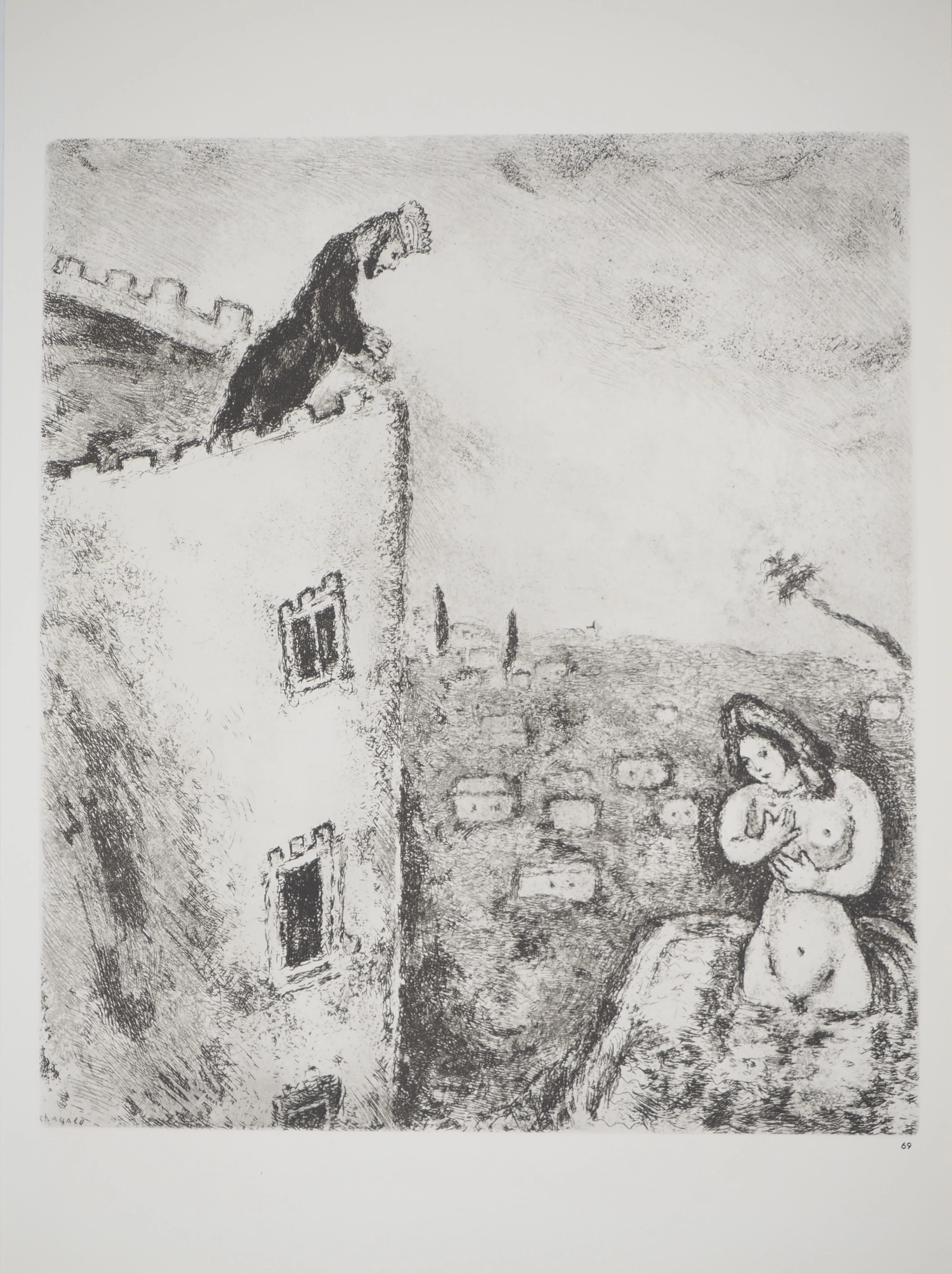 Marc CHAGALL : David pardonne à son fils, Héliogravure originale signée - Image 5