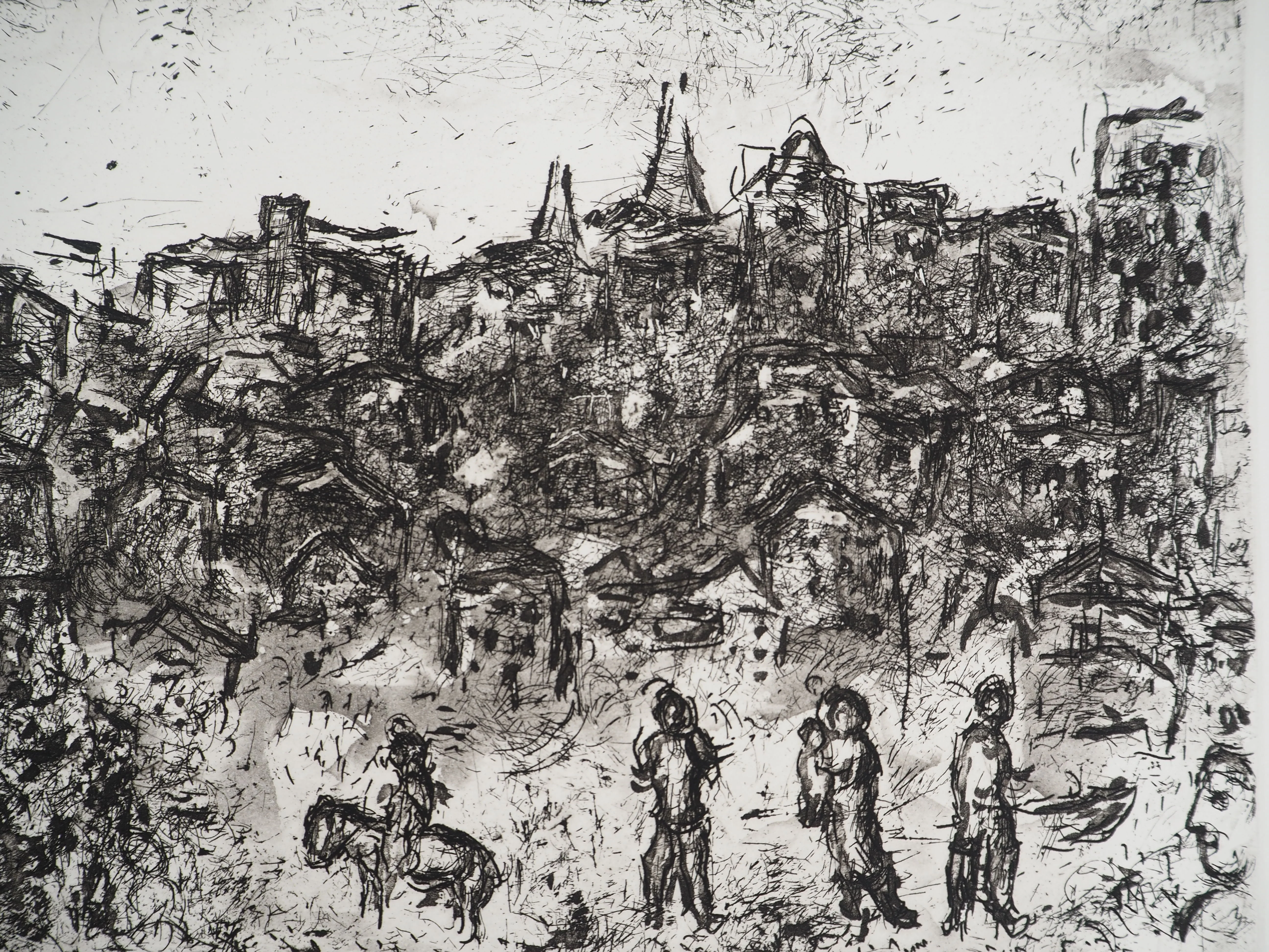 Marc CHAGALL : Et sur la Terre, Foule et oiseaux, Gravure originale - Image 4