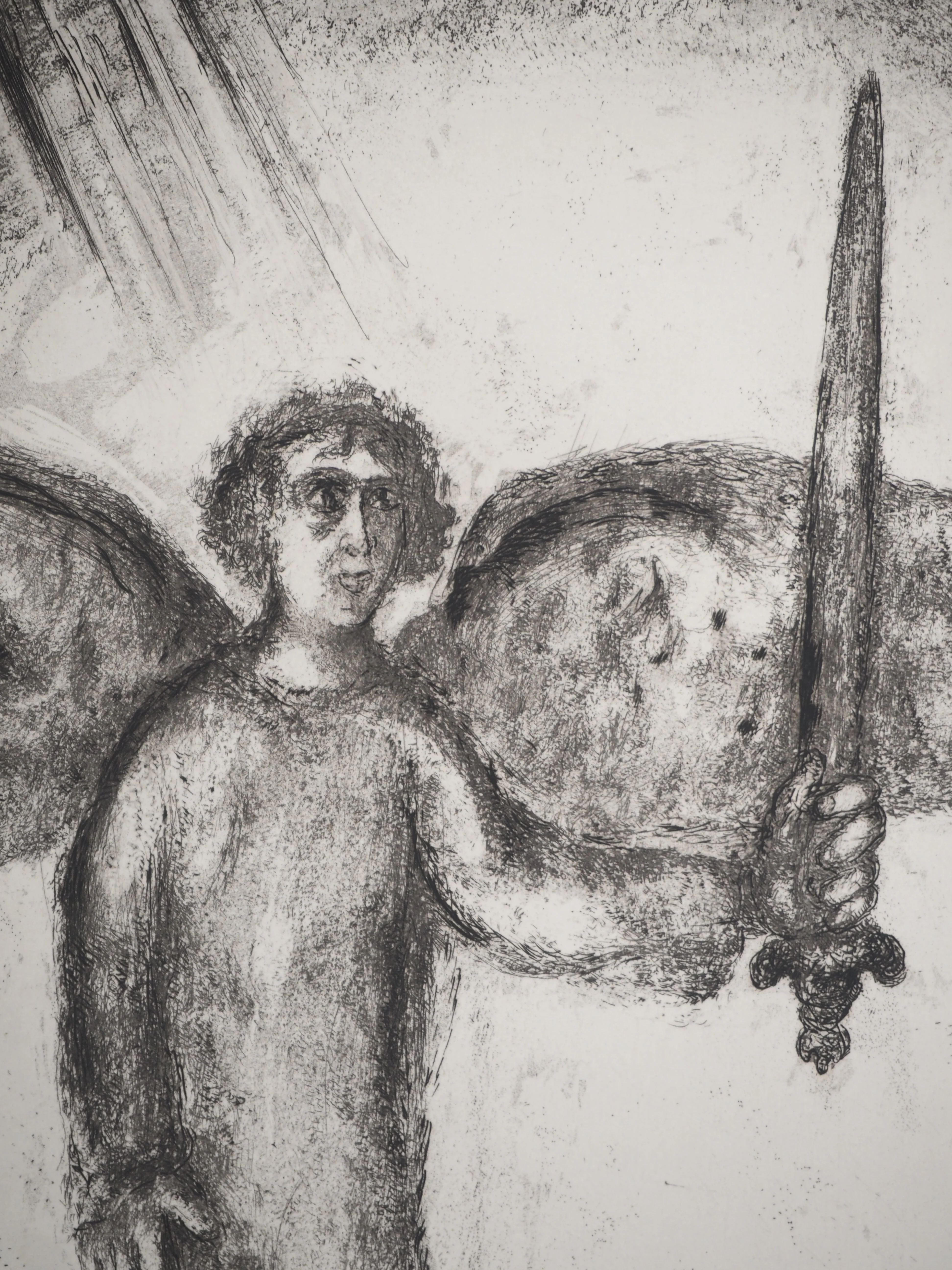 Marc CHAGALL : Josué devant l'ange à l'épée, Gravure originale signée - Image 4