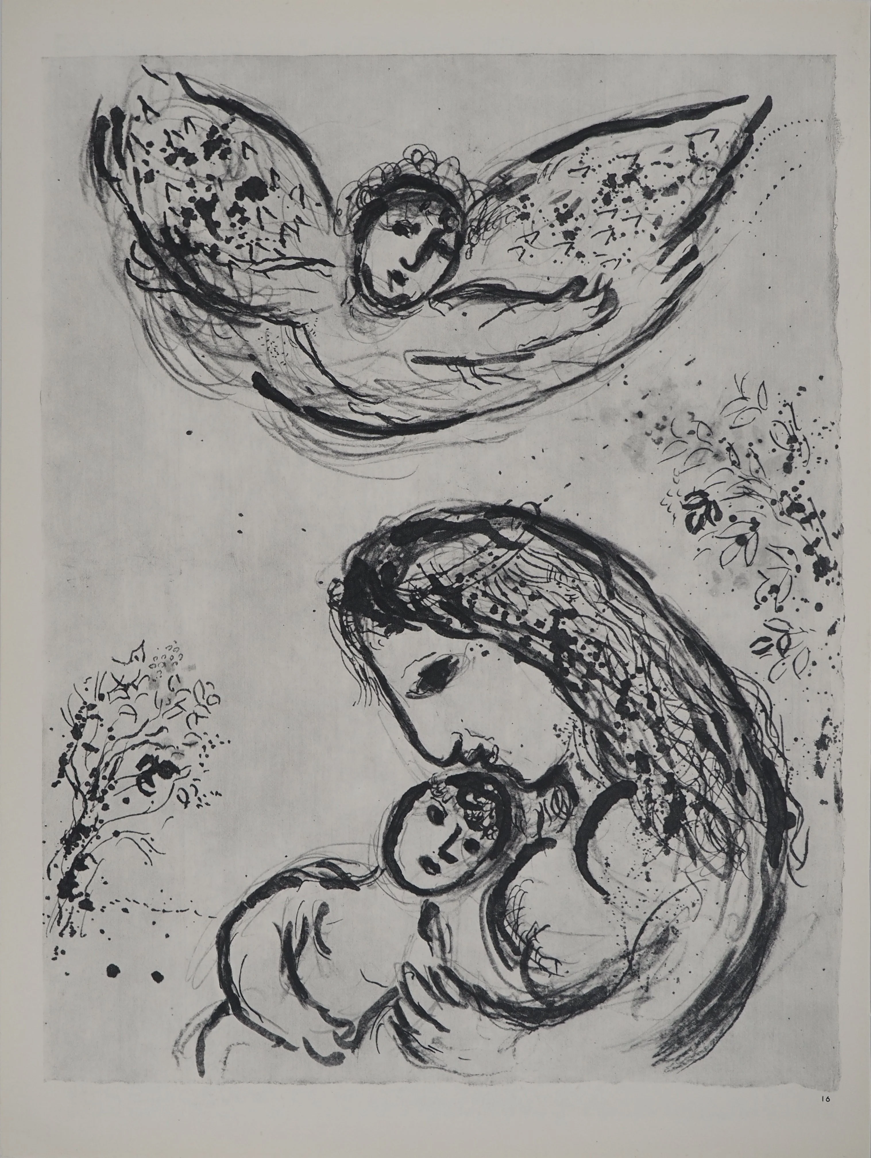 Marc CHAGALL : La Bible, Maternité à l'ange Agar, Héliogravure