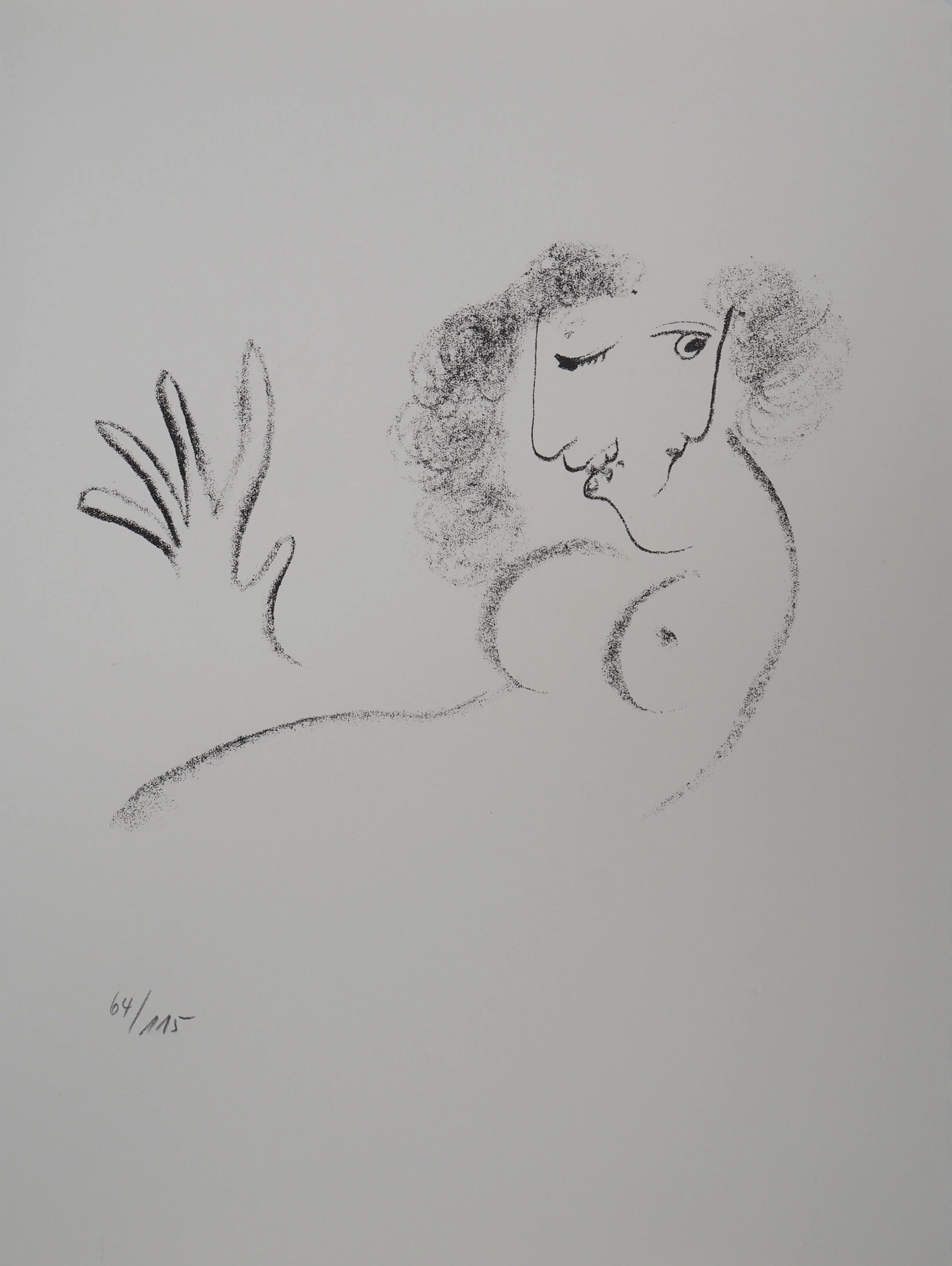 Marc CHAGALL : Une rose glacée, Lithographie originale signée